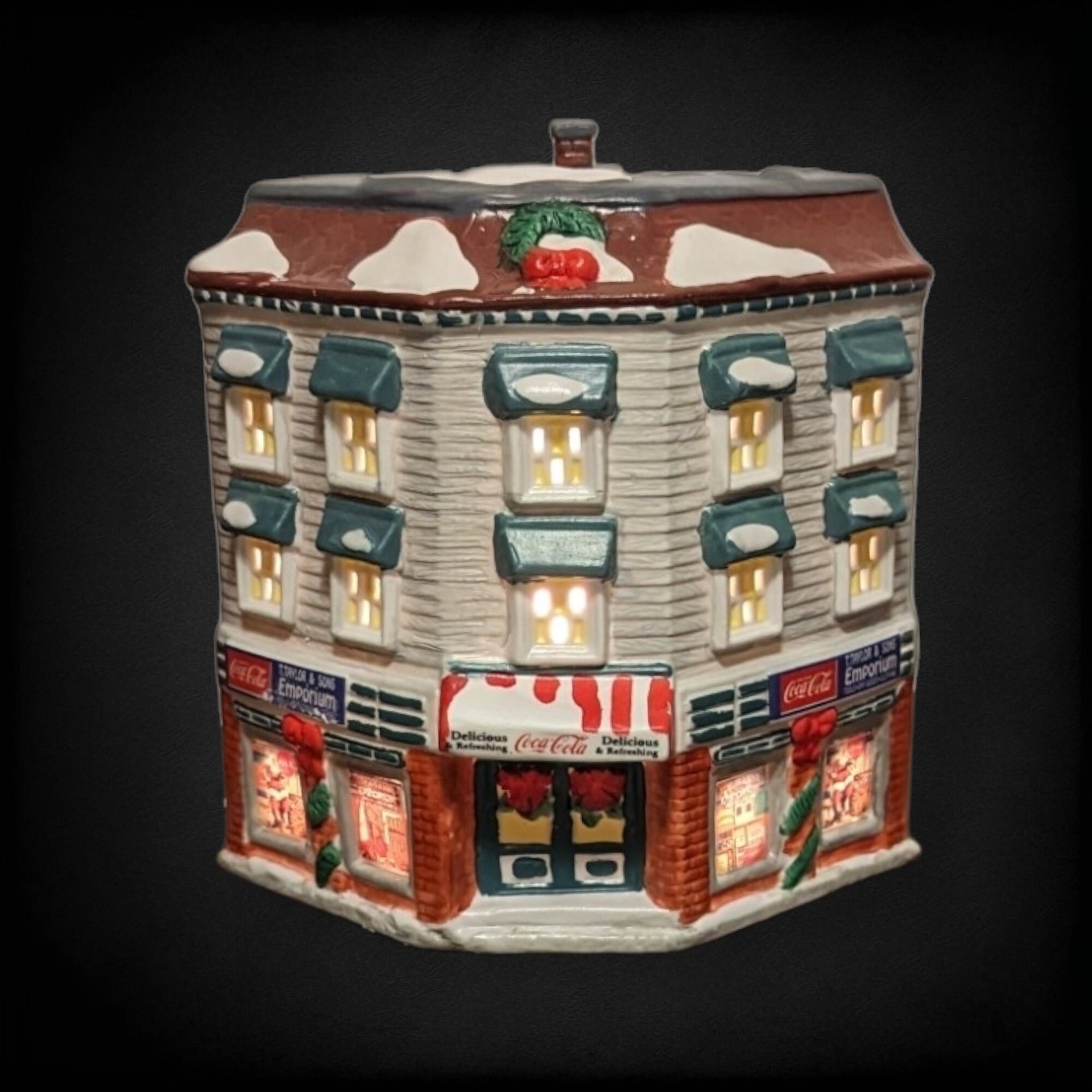 1993 Coca-Cola Emporium Town Square Lighted House - Vintage Collectible