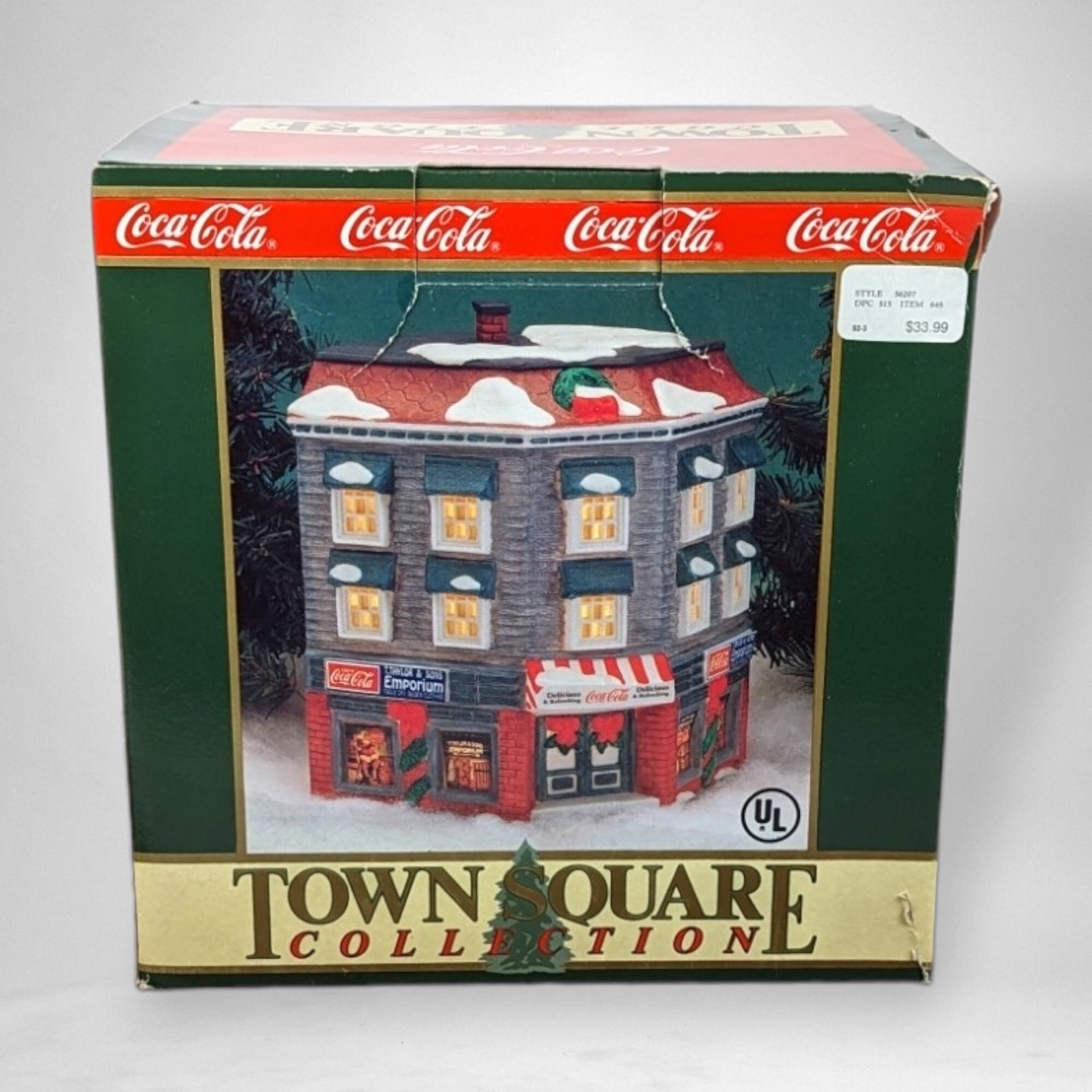 1993 Coca-Cola Emporium Town Square Lighted House - Vintage Collectible
