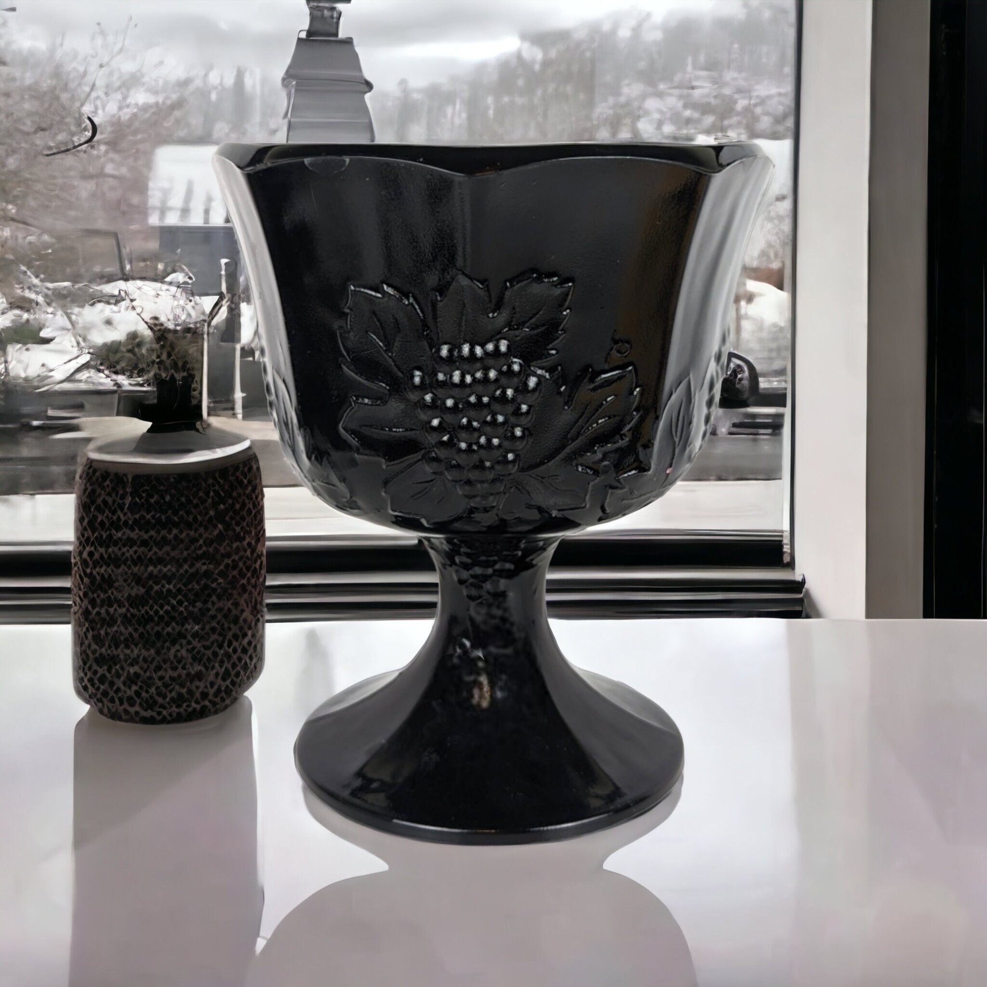 Vintage Indiana Glass Compote, Choose Green or Black