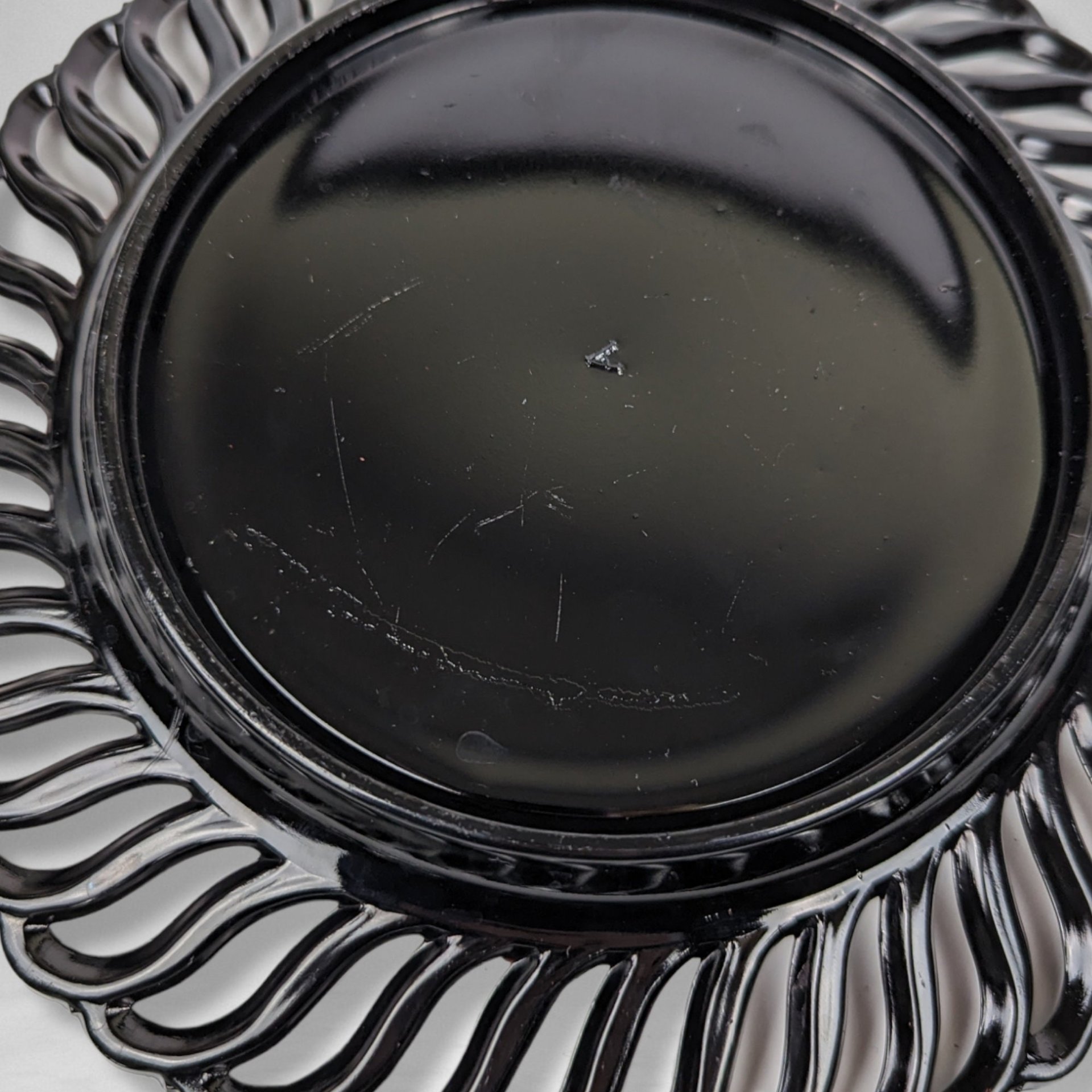 Vintage Reticulated Black Glass Plate