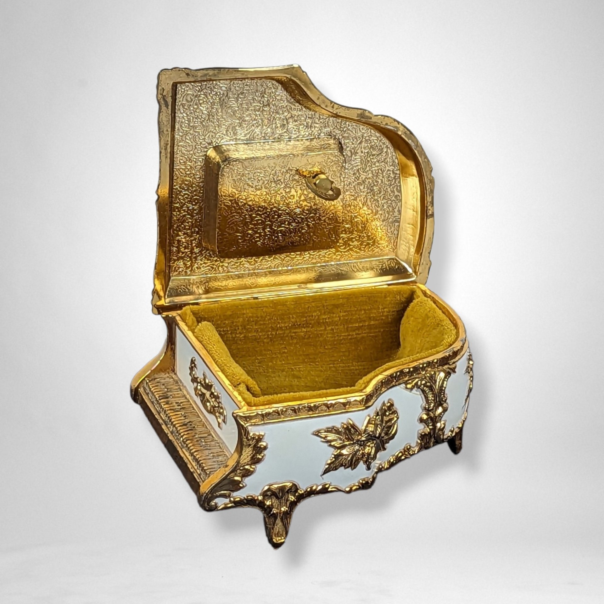 Vintage Enamel and Porcelain Piano Music Box