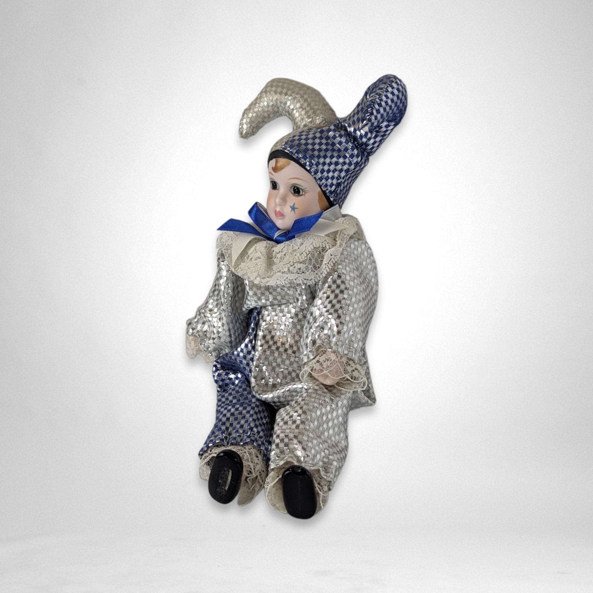 Vintage Harlequin Jester Doll