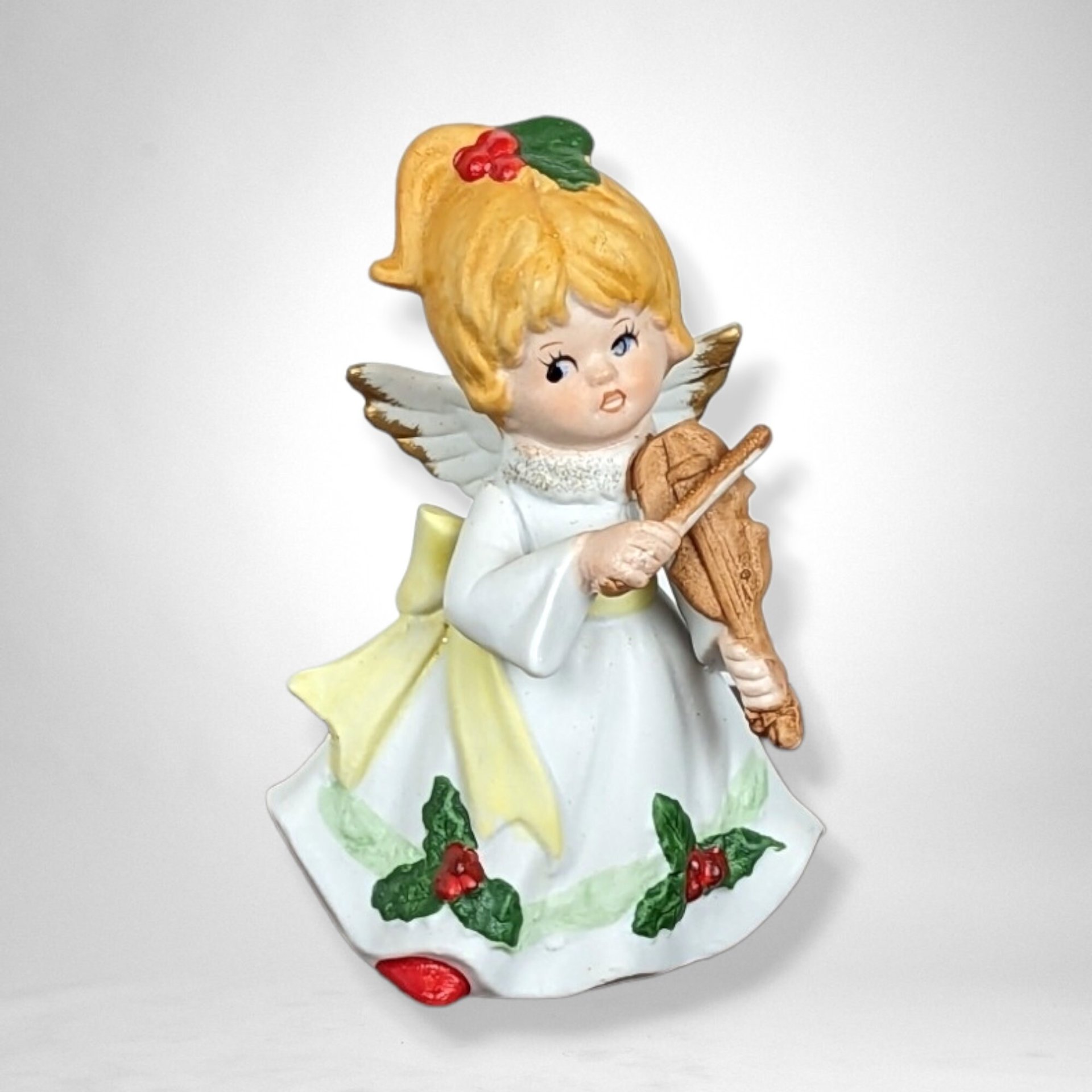 Set of 3 Ceramic Homco Angels with Instruments - Collectible Musician Figurines