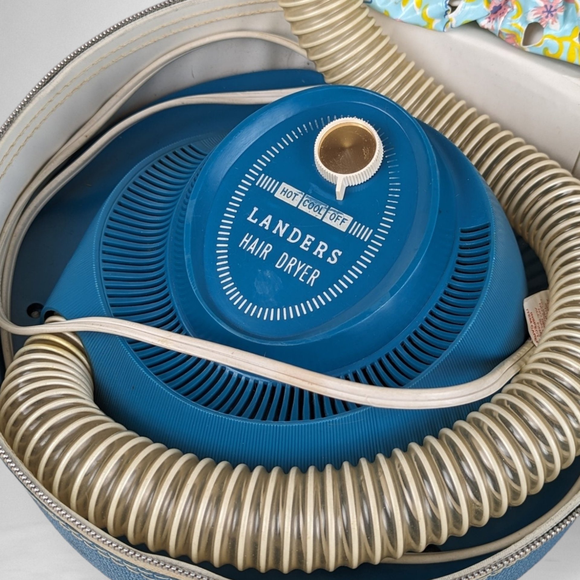 Vintage Landers Portable Hair Dryer with Bonnet - Retro Beauty Appliance