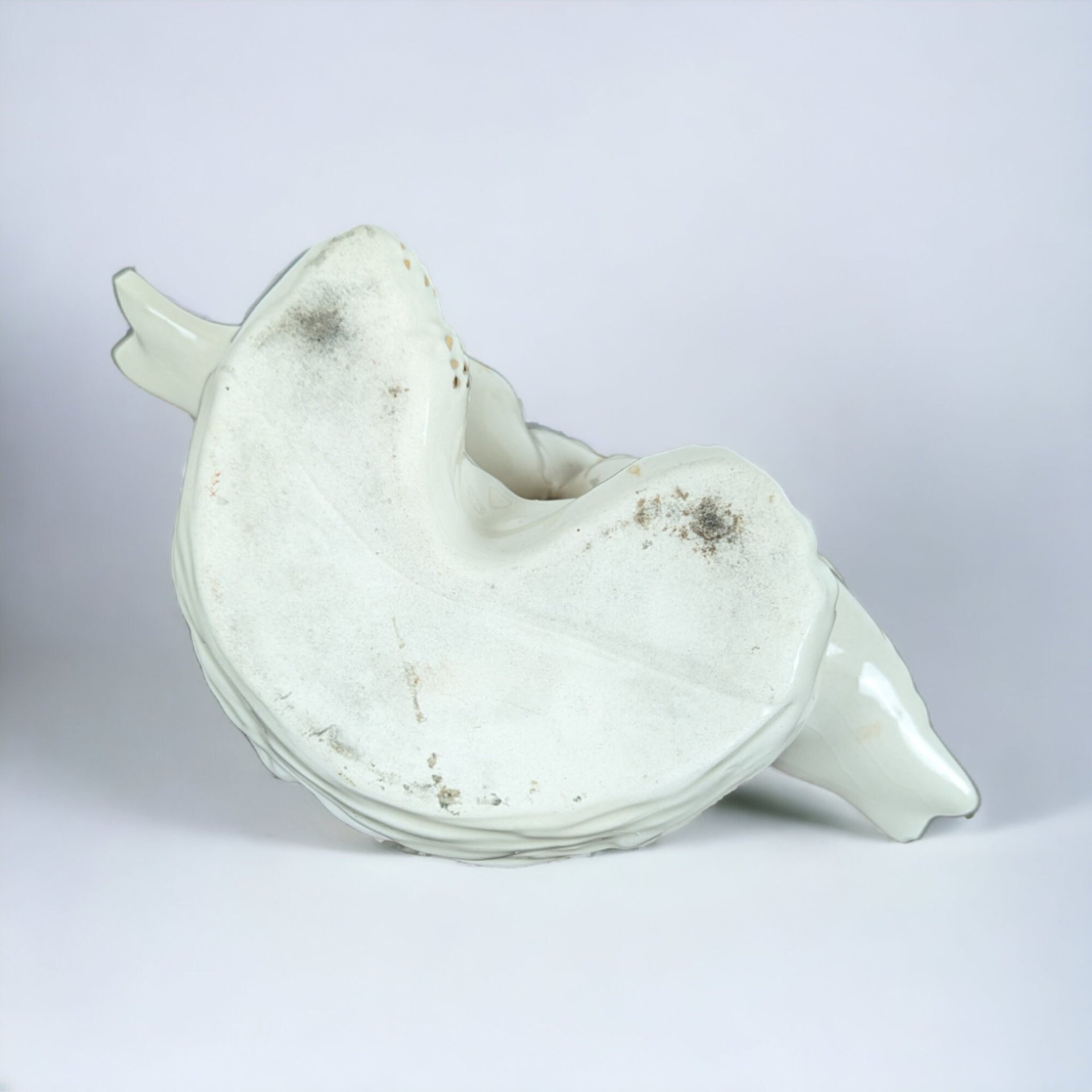 Vintage Cream and Gold Porcelain Bird Planter