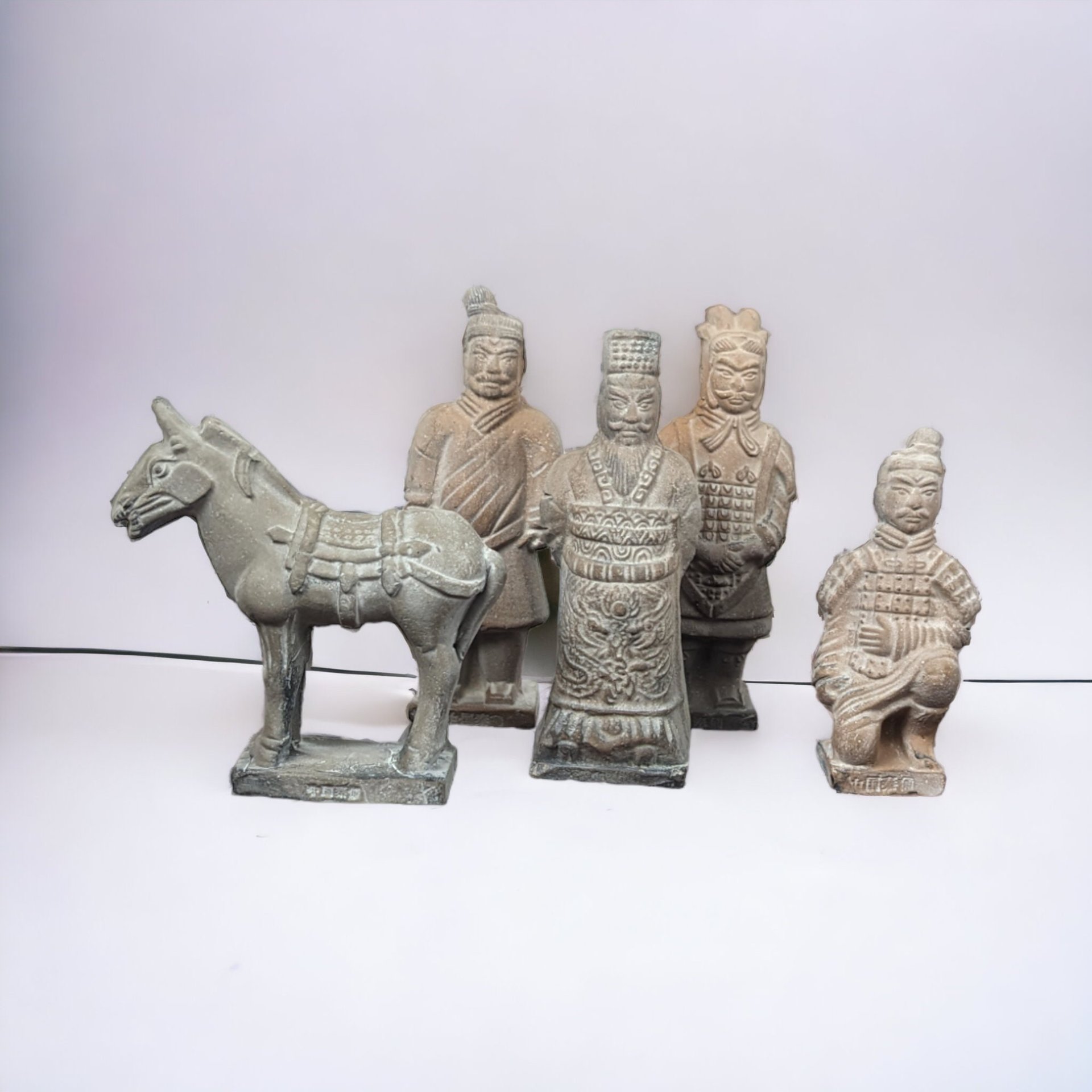 Set of 5 Terracotta Qin Dynasty Emperor Shi Warrior Army Figurines - Collectible Miniatures