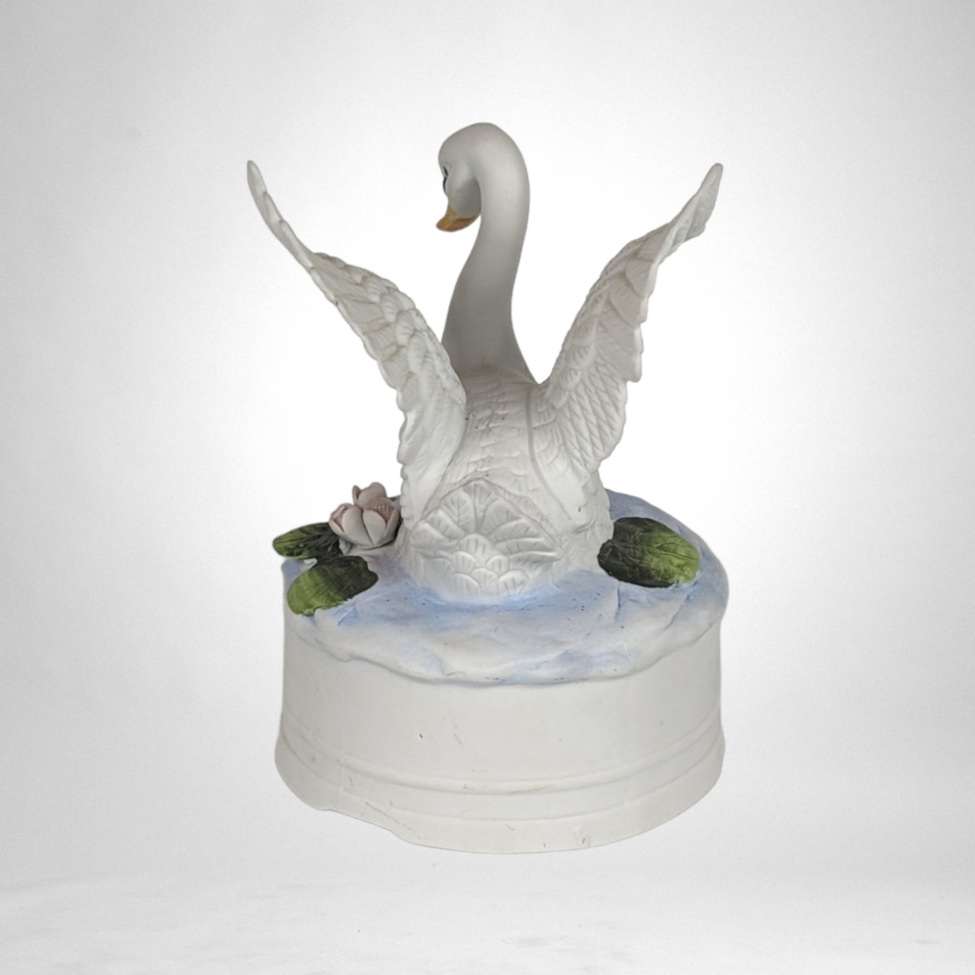Enchanting Vintage Swan Lake Ceramic Music Box