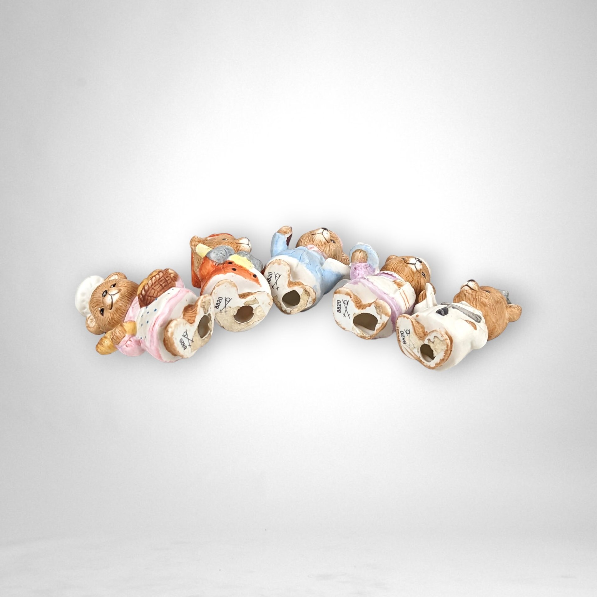 Vintage Set of 5 Homco Occupation Bear Figurines 8820 - Collectible Home Decor