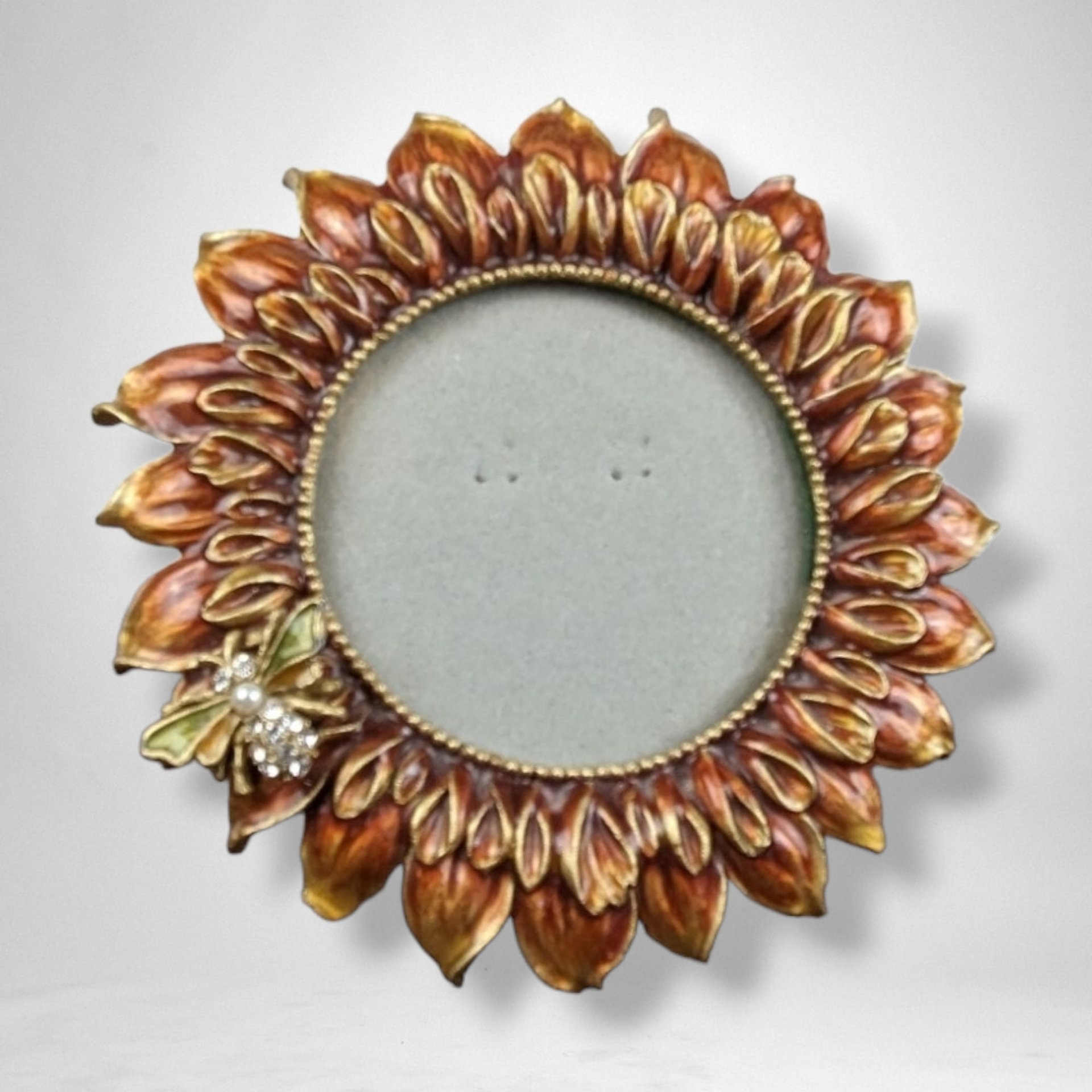 Ashleigh Manor Enamel Metal Flower and Bee Photo Frame