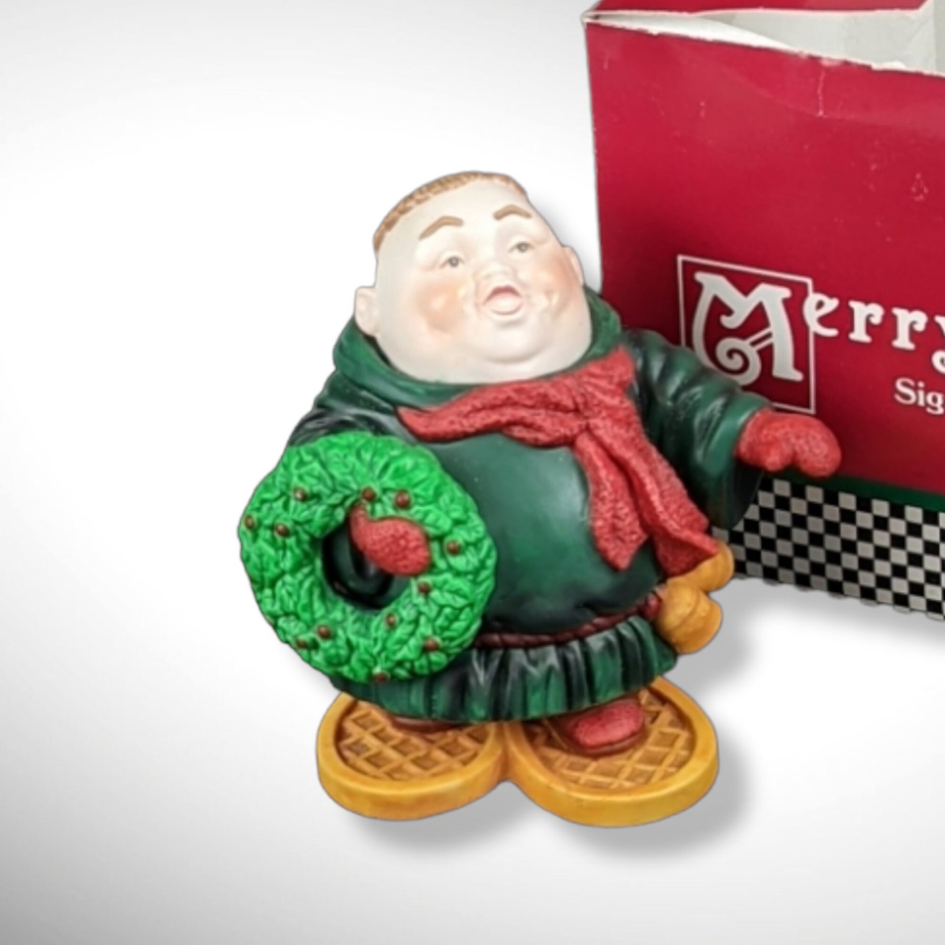 1990s Dept. 56 Merrymaker: Whimsical 'Sigmund the Snowshoer' Figurine – Vintage Holiday Collectible