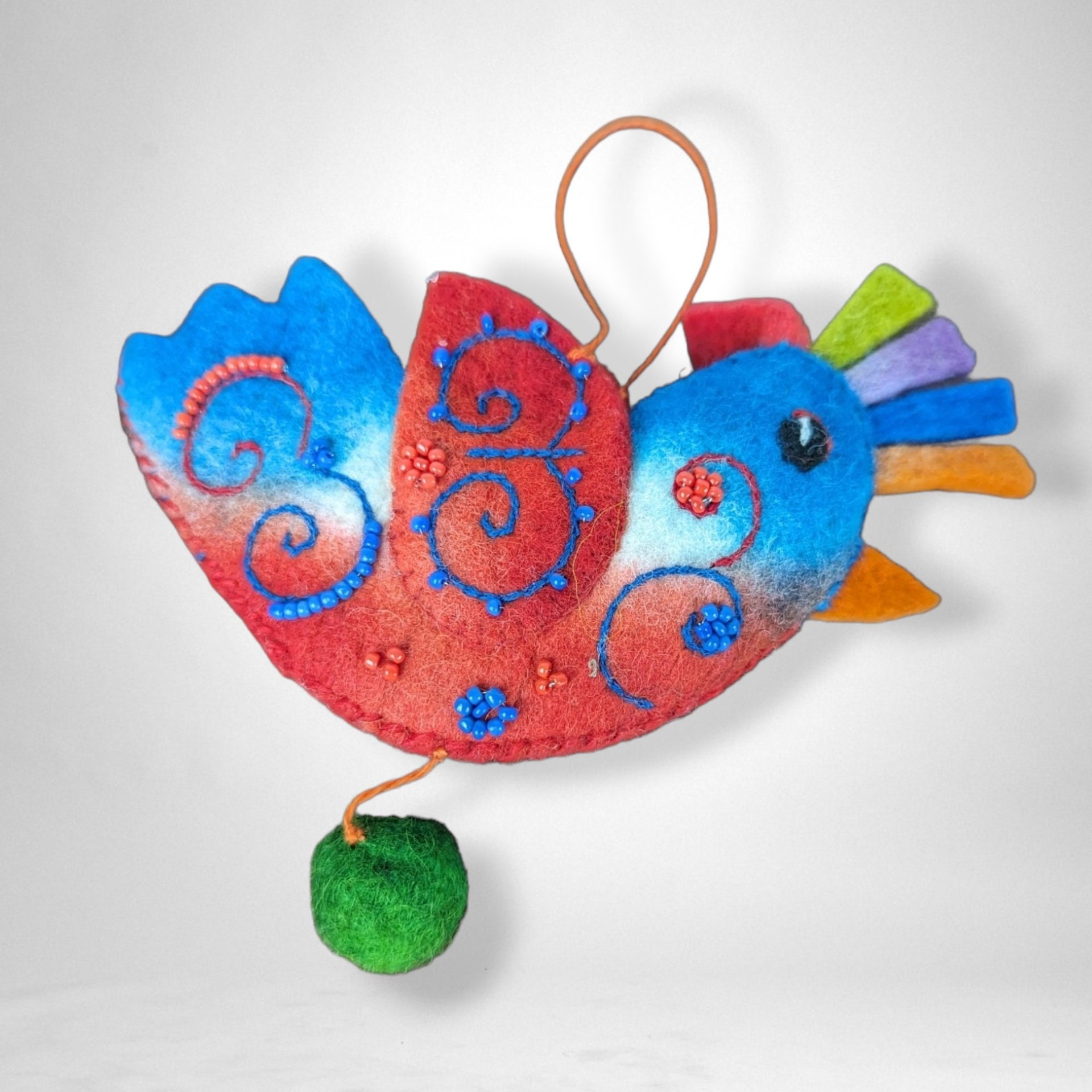 Set of 4 Felt Bird Ornaments - Charming Holiday Decor