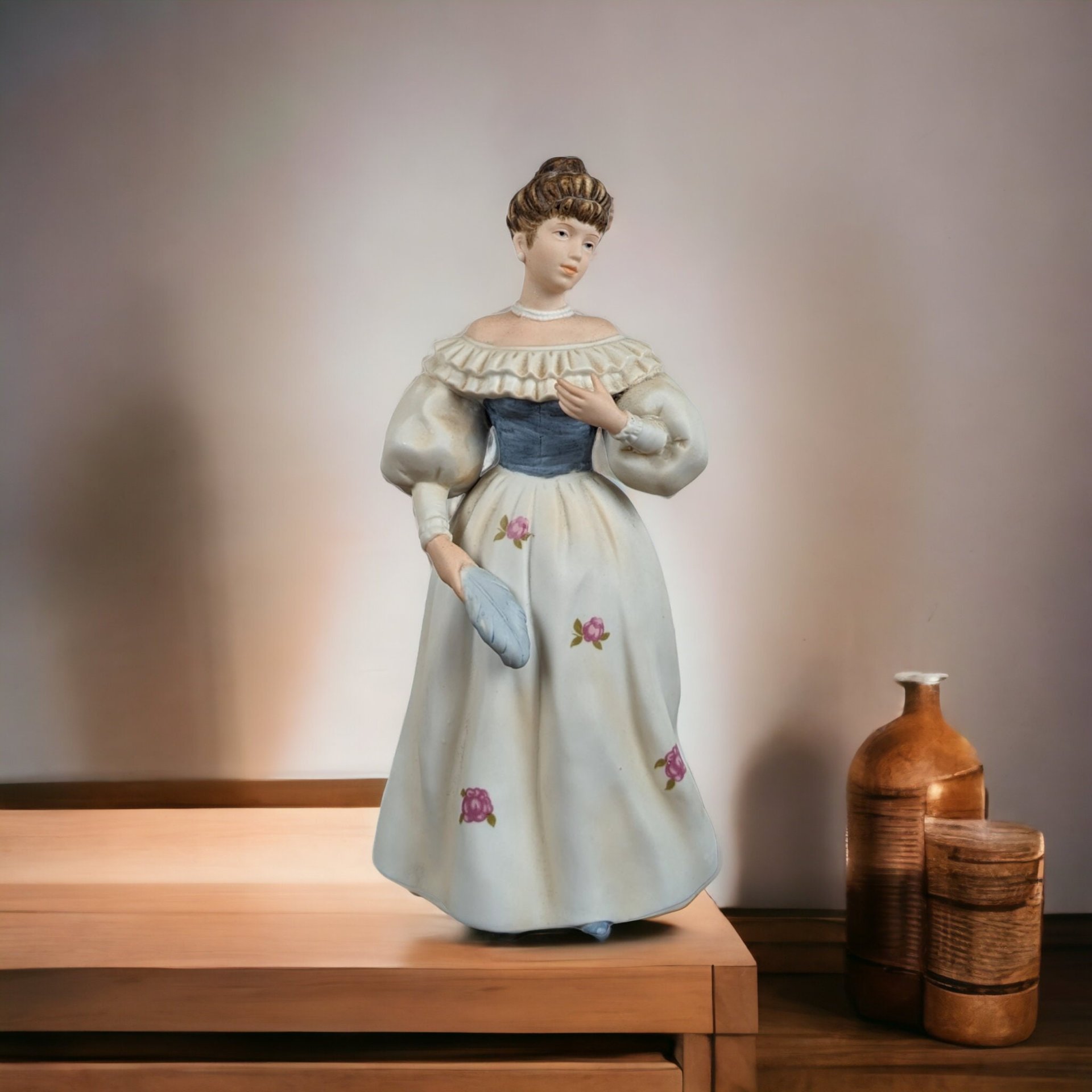 Homco Woman in Floral Dress Figurine 1463