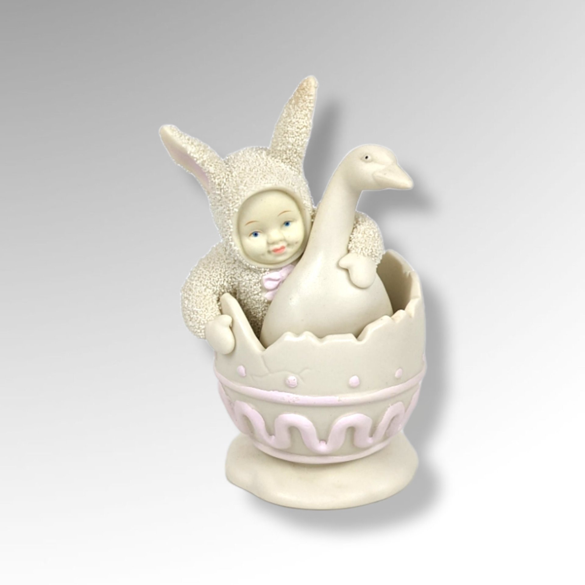 1998 Dept. 56 Snowbunnies "Double Yolk" Springtime Stories Figurine - Adorable Easter Scene