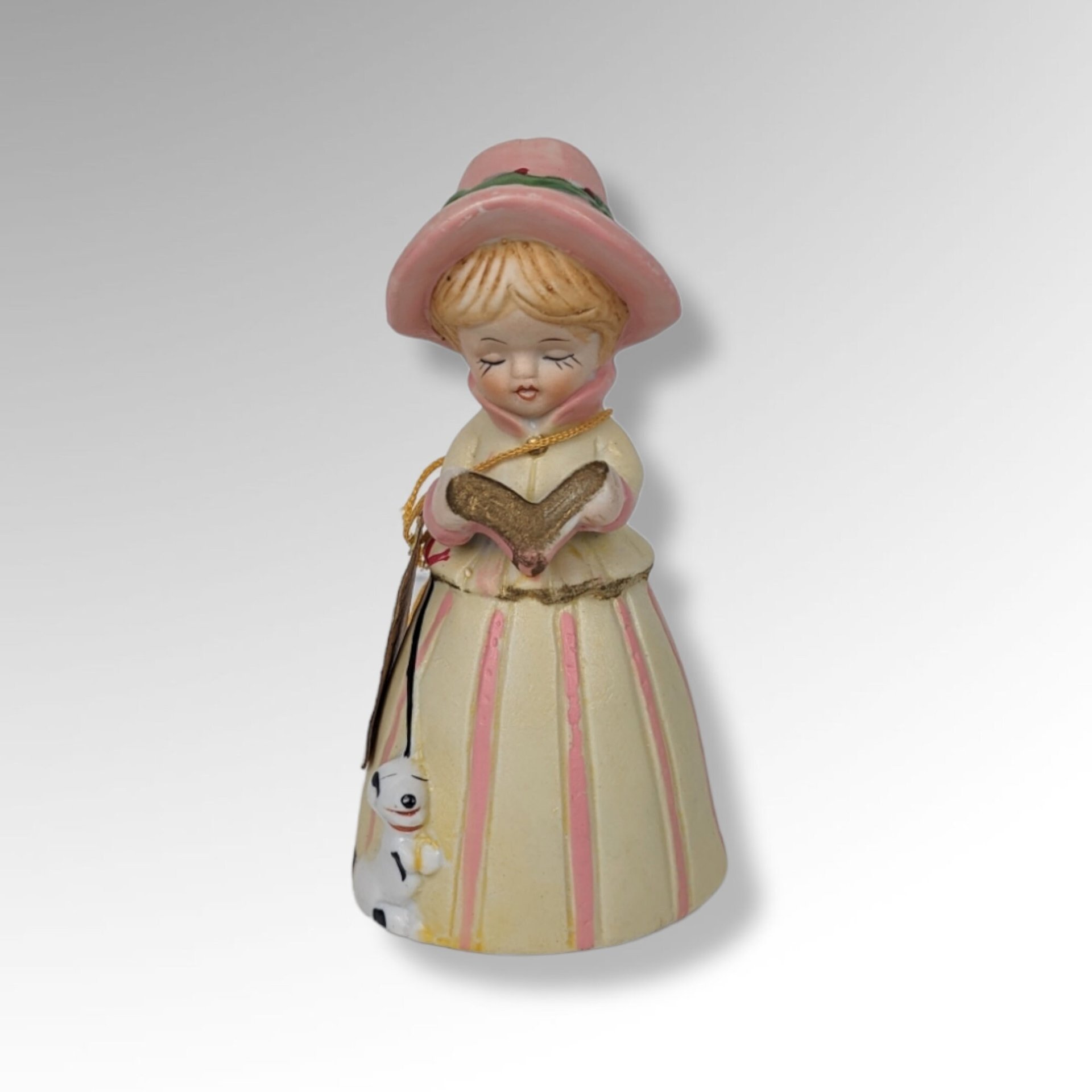 1978 Merri Bells Girl with Dog Bell Figurine
