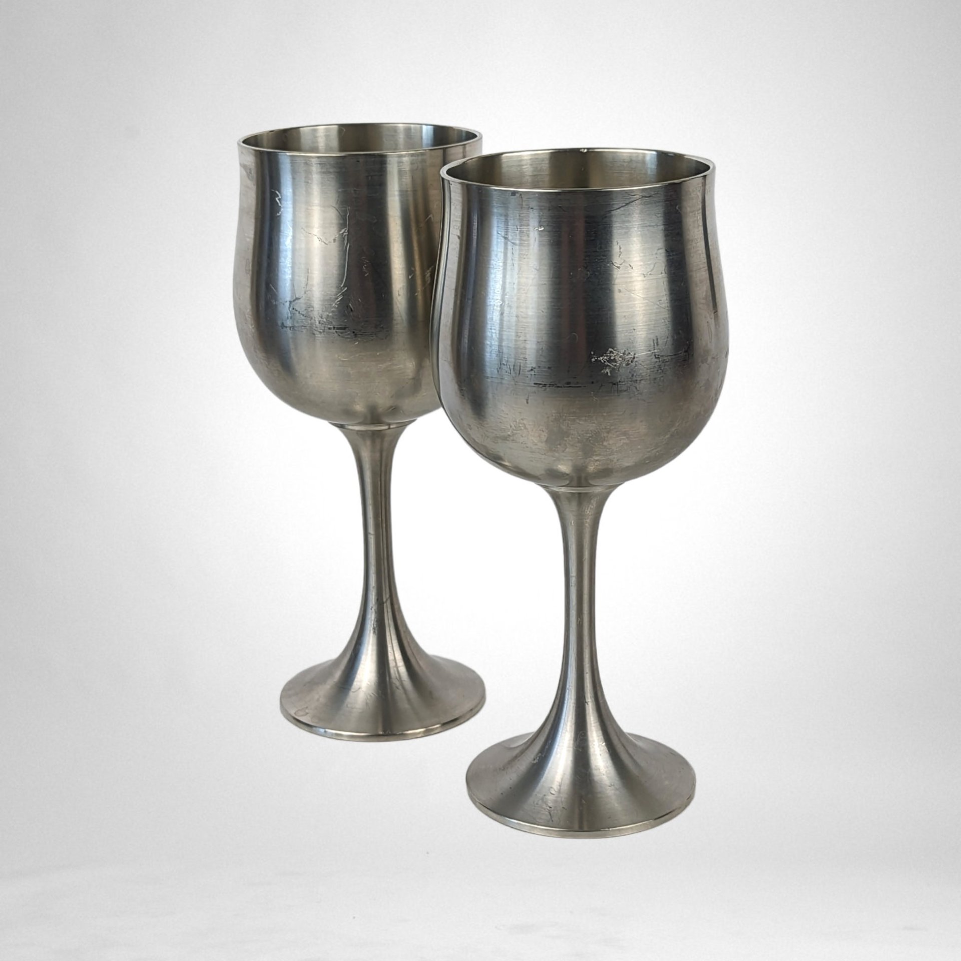 Set of 4 Vintage Pewter Goblets - Classic Elegance for Every Occasion
