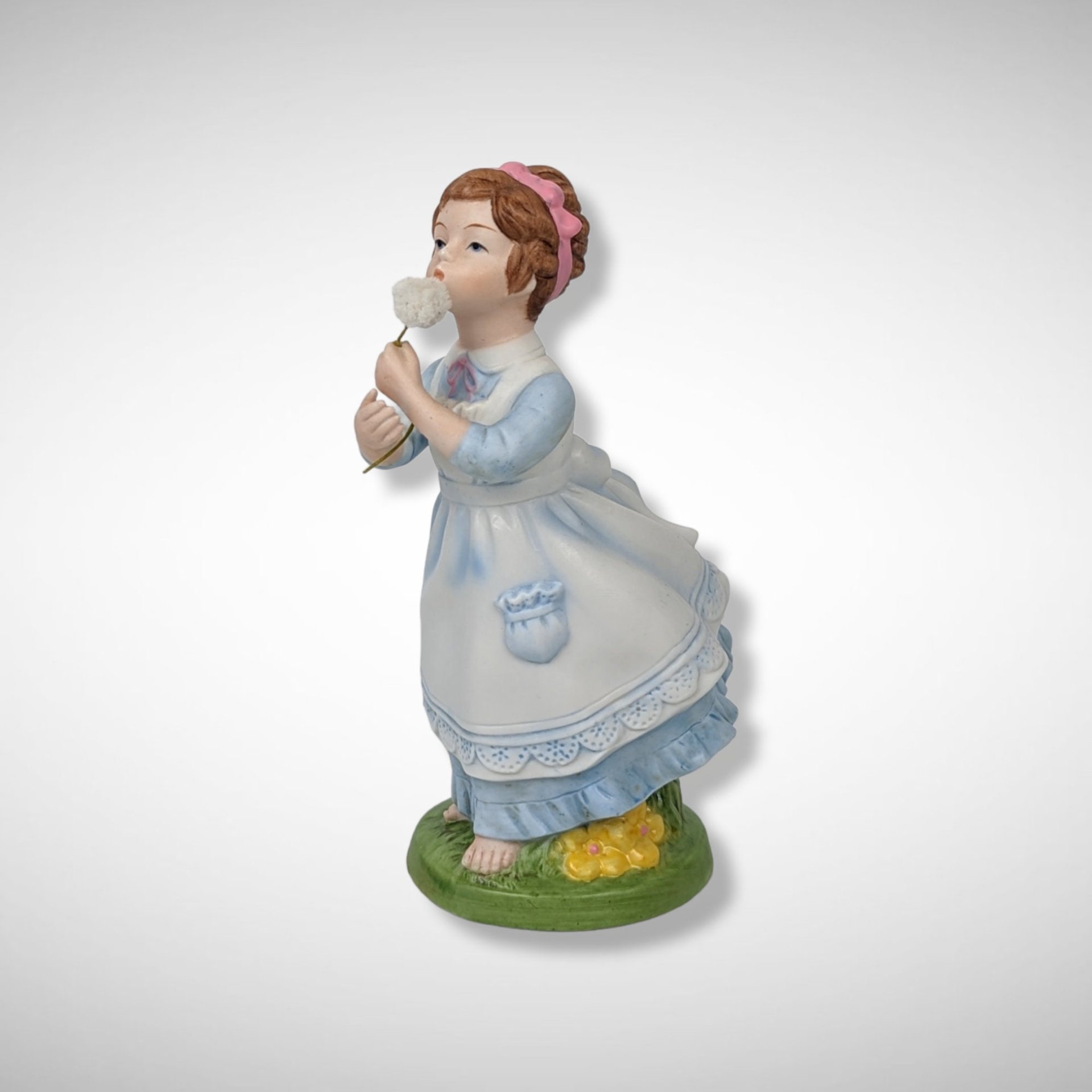 Wish Upon a Dandelion: Charming 1982 Avon Hand-Painted Girl Figurine ("Wishful Thoughts")