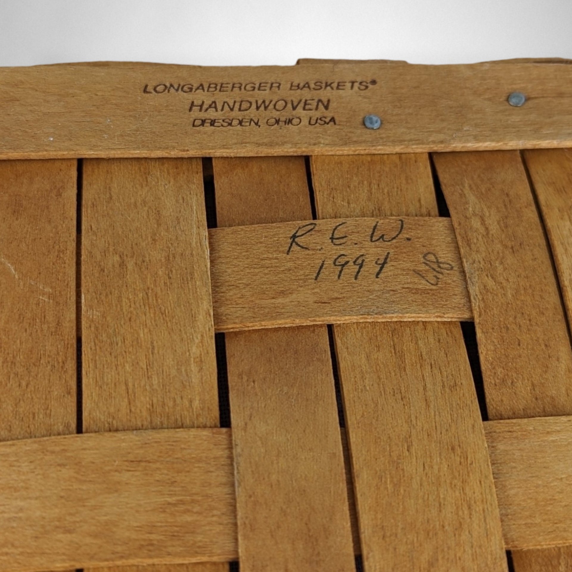 Vintage 1994 Longaberger Basket with Liner and Red Cloth