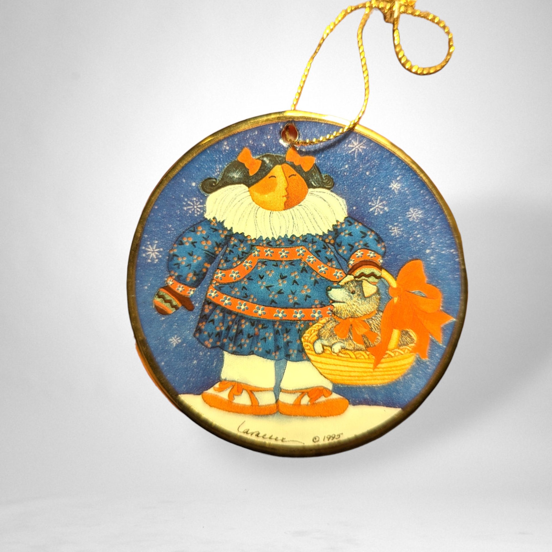 Eskimo Girl & Dog Ornament by Barbara Lavallee