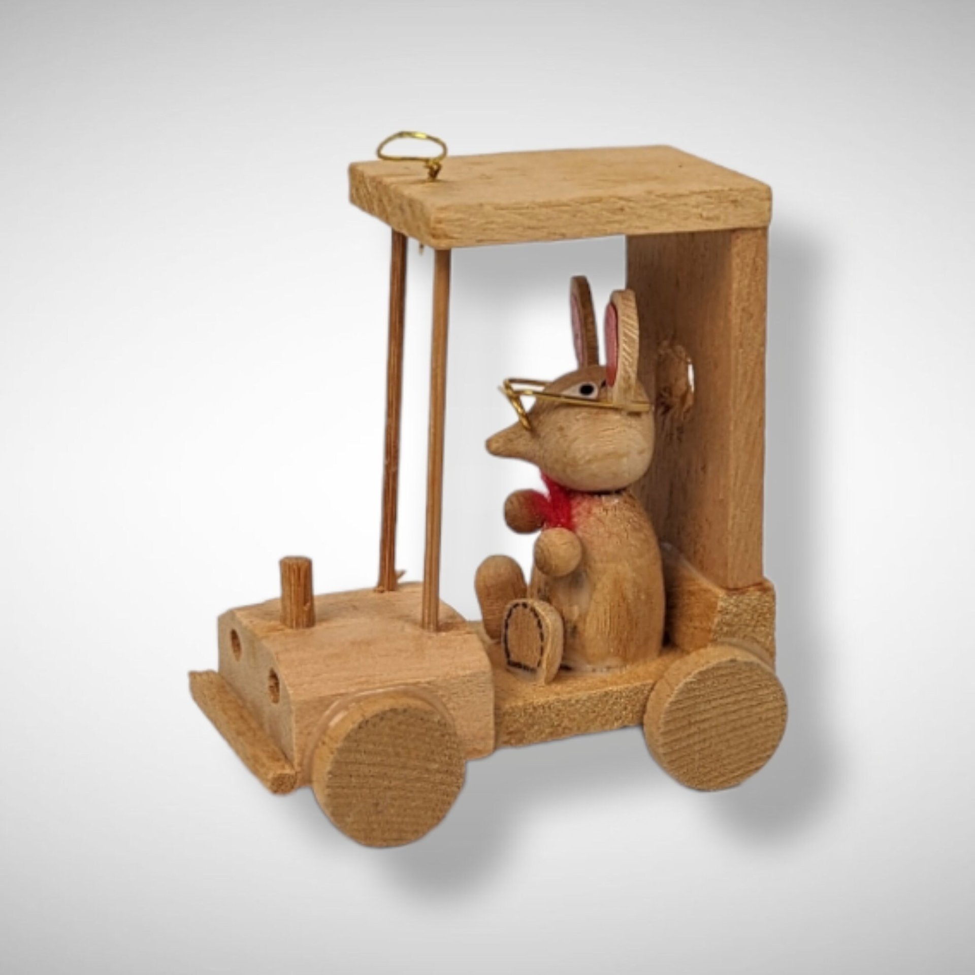 Vintage Wooden Mouse in Car Ornament