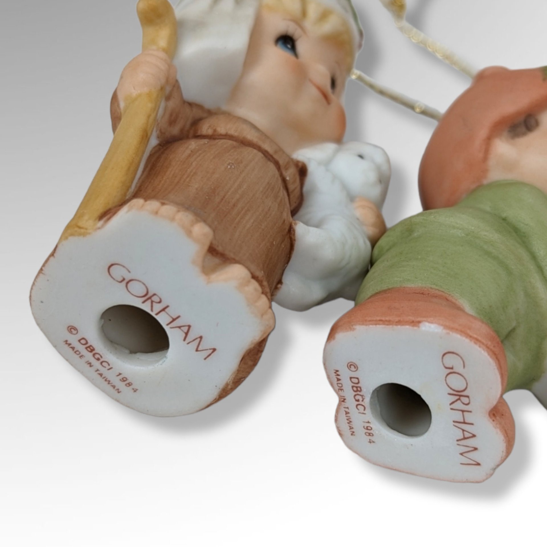 Pair of 1984 Gorham Little Shepard and Drummer Boy Ornaments