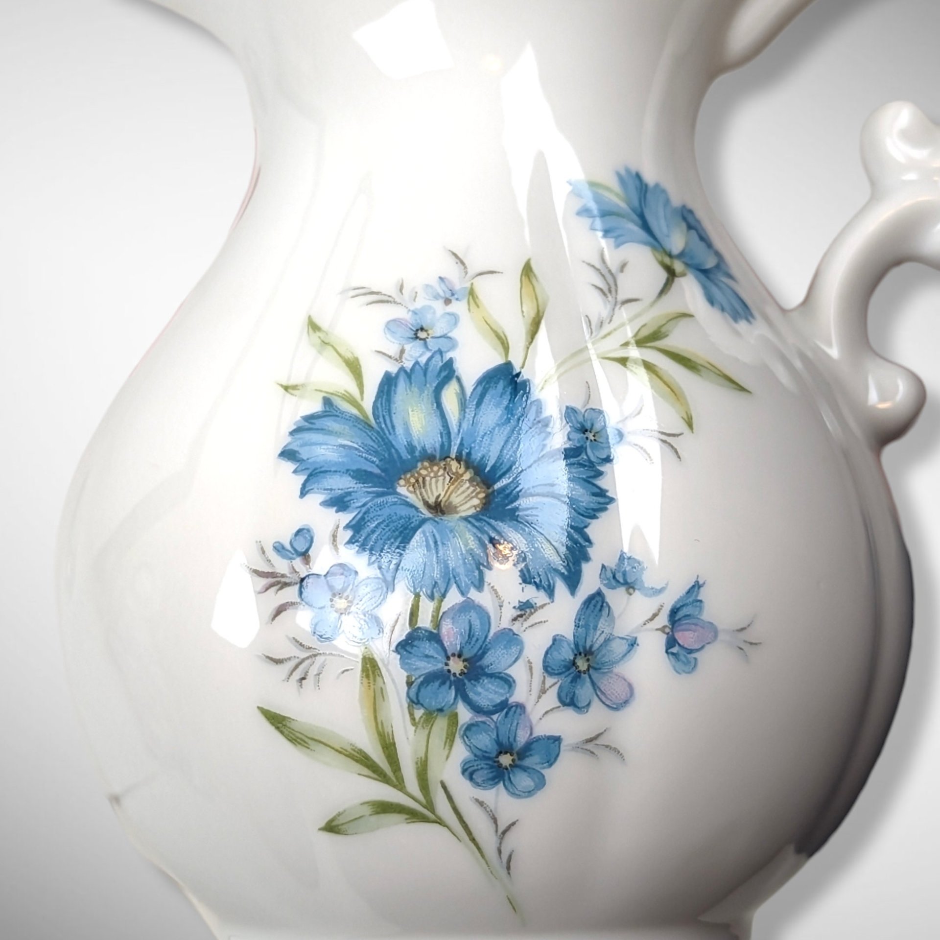 Vintage Inarco E-4542 Small Pitcher and Bowl Set with Blue Flowers