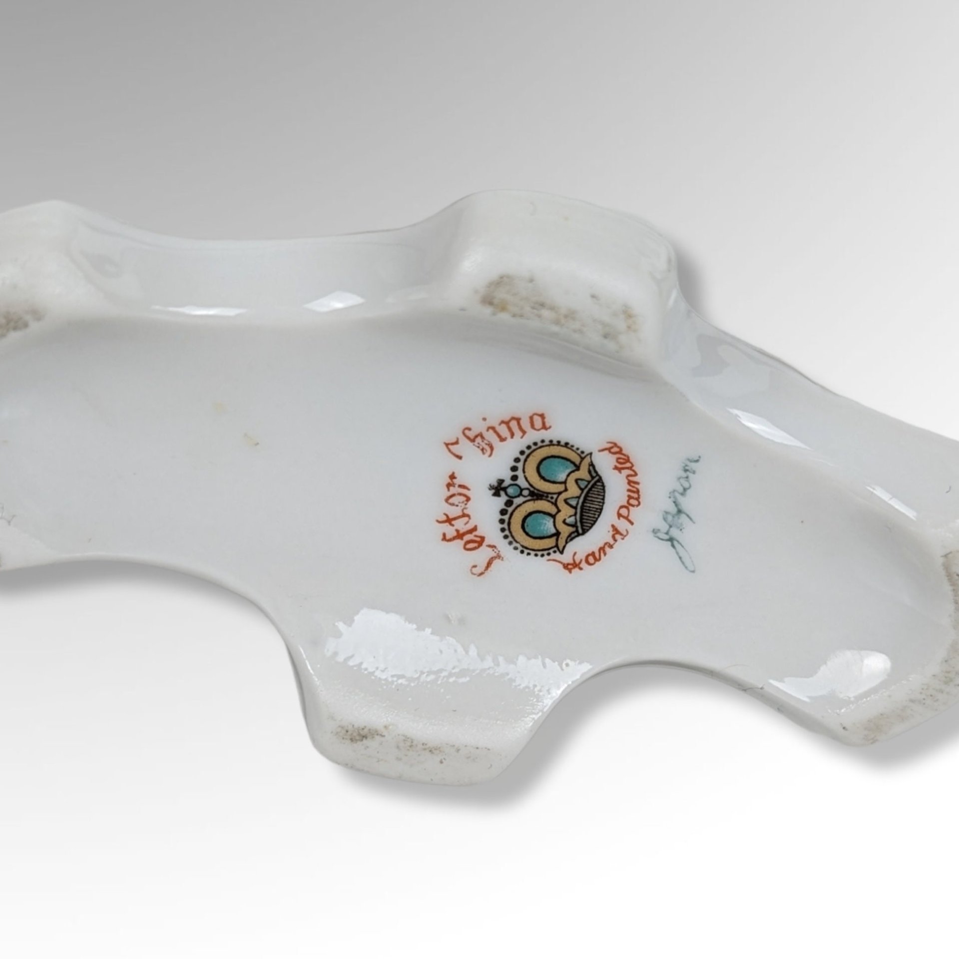 Hand Painted Lefton Cornucopia Vase with Pink Flowers