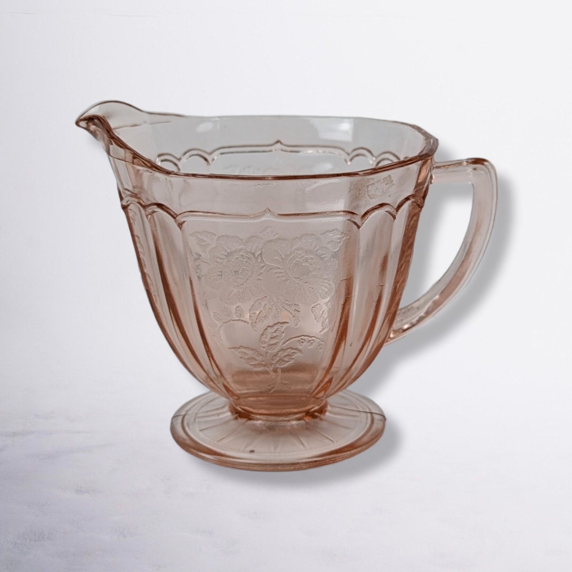 Anchor Hocking Mayfair Pink Depression Glass Cream and Sugar Set