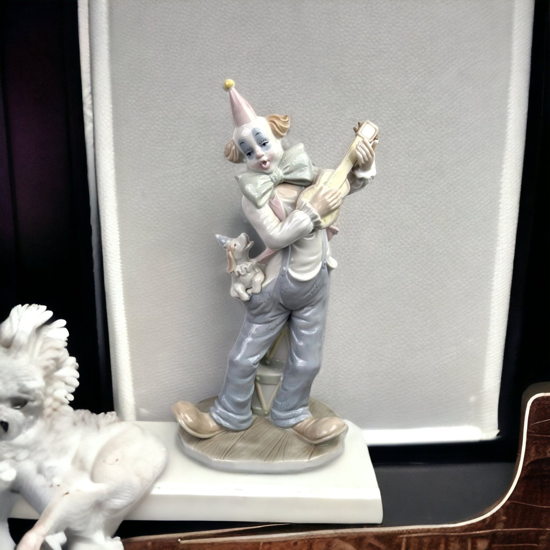 Vintage George Good 12" Porcelain Clown with Dog, Probably Not Haunted