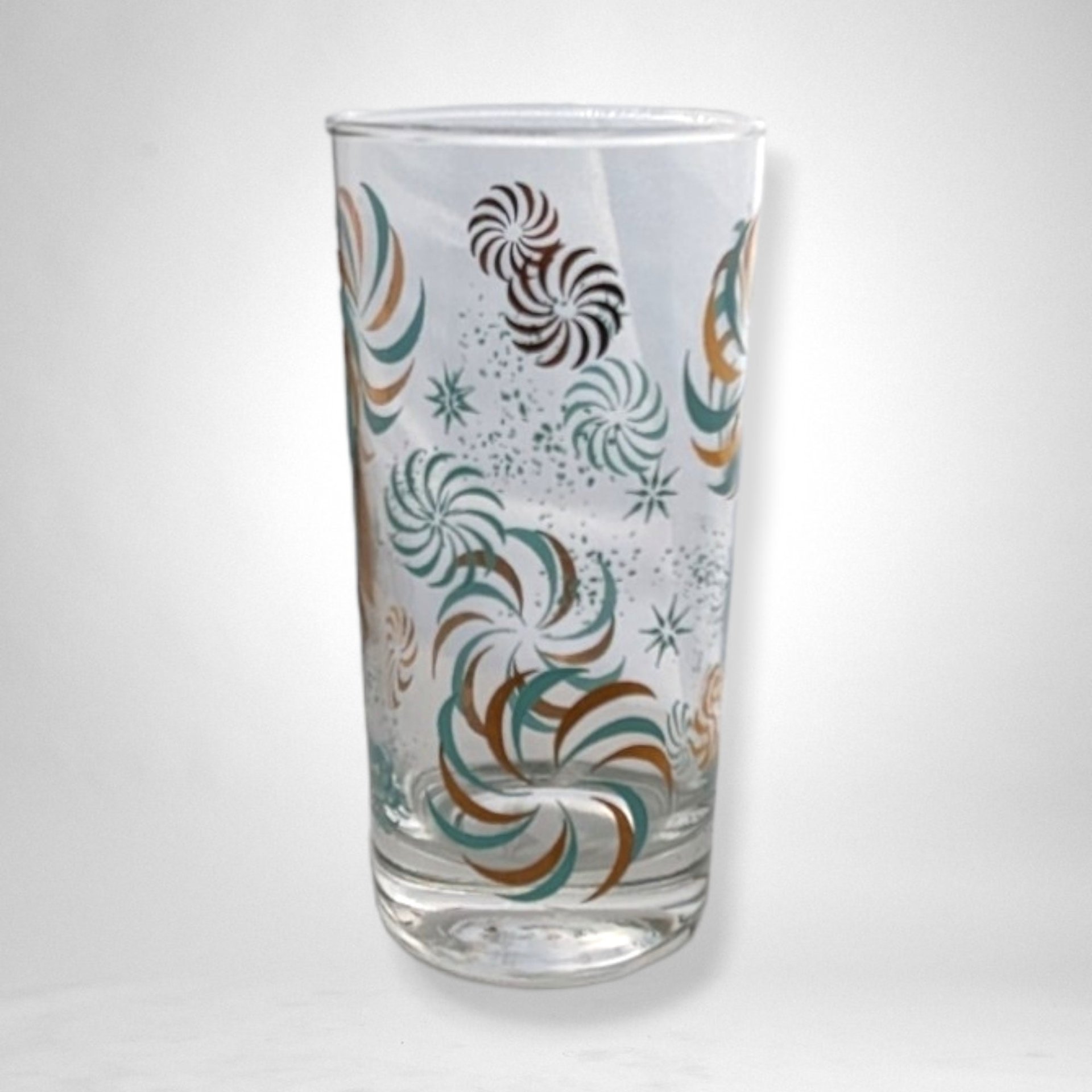 Set of 6 Vintage Glass Tumblers with Pinwheel Design