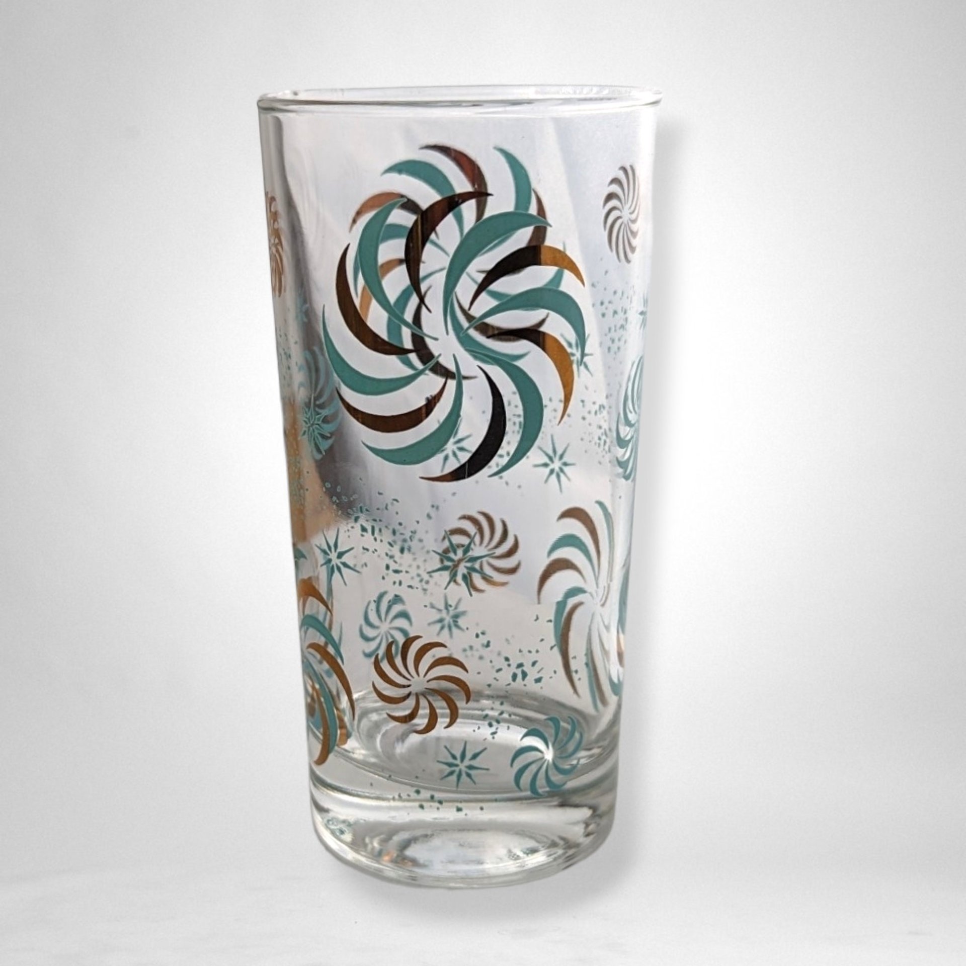 Set of 6 Vintage Glass Tumblers with Pinwheel Design