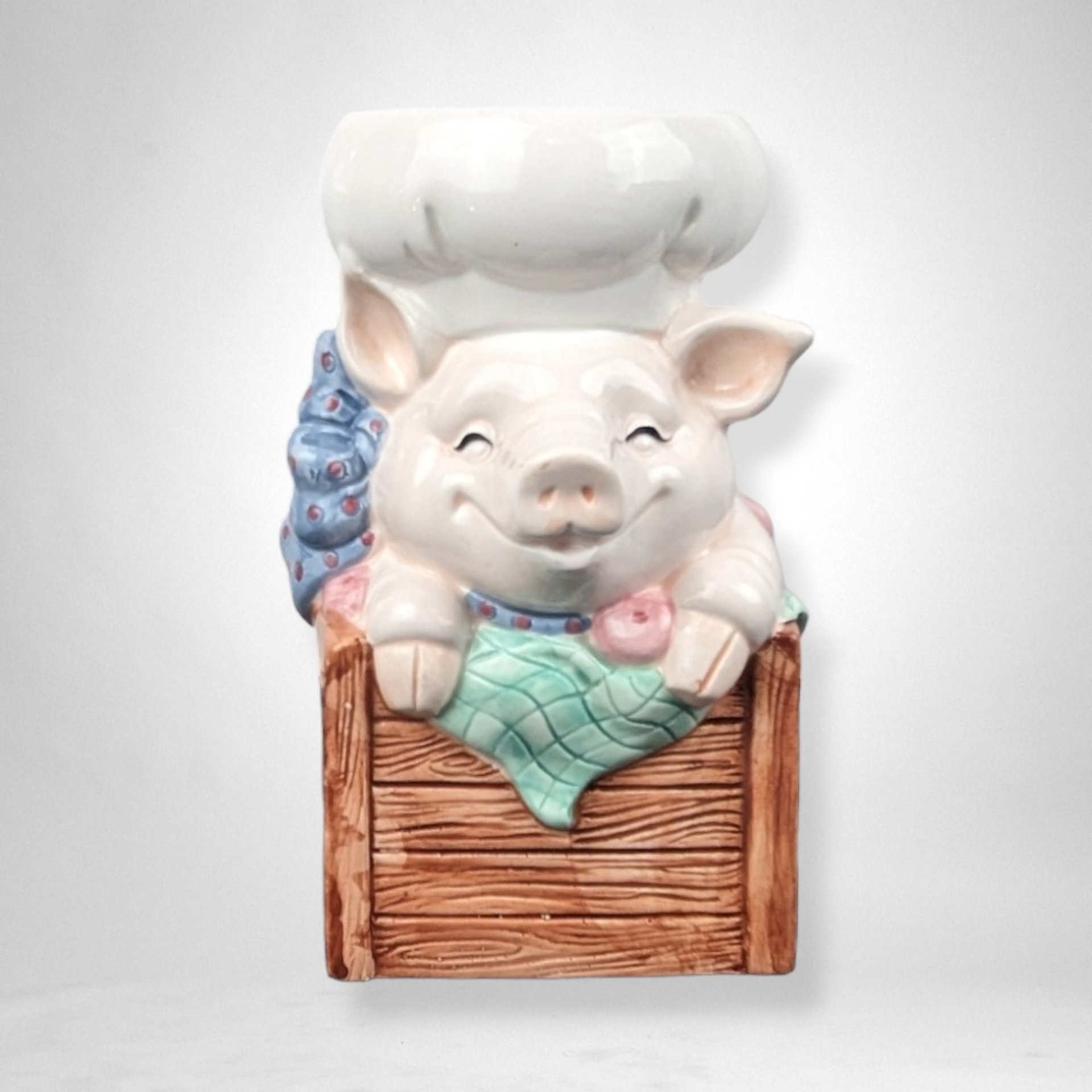 Ceramic Pig Chef Utensil Holder - Whimsical Kitchen Decor