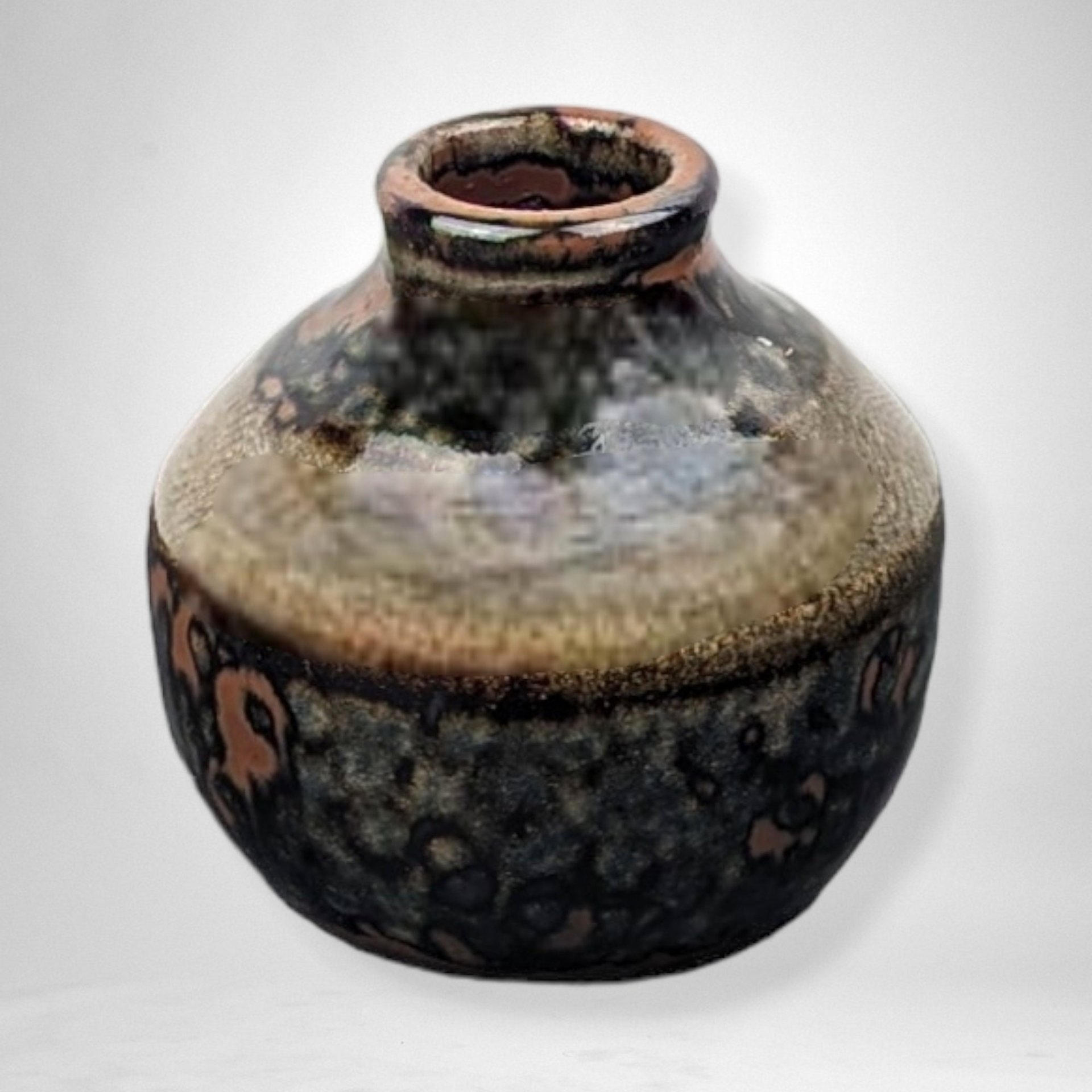 Brown Artisan Made and Signed Small Pottery Vase - Handcrafted Ceramic Décor