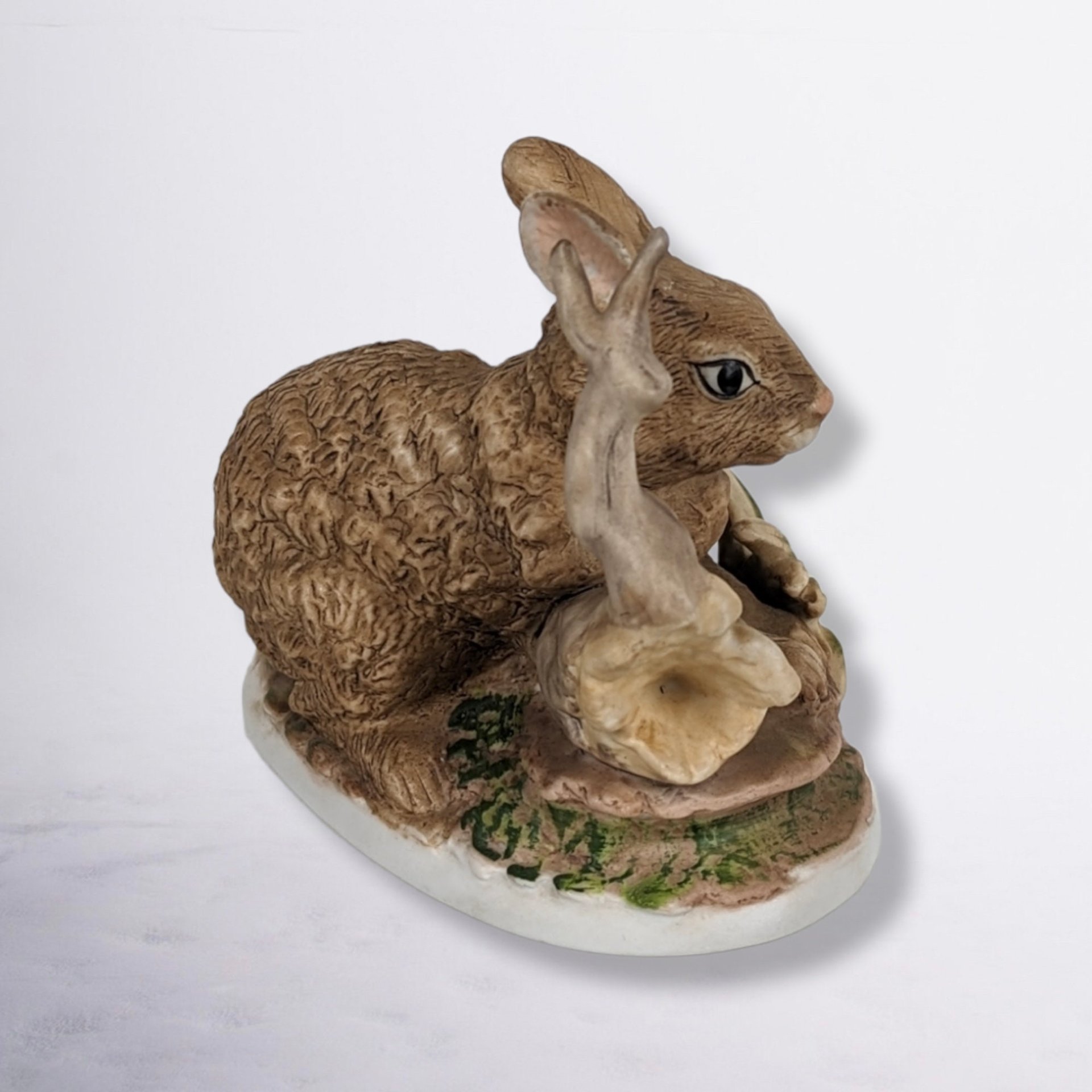 Homco Rabbit on Log Ceramic Figurine