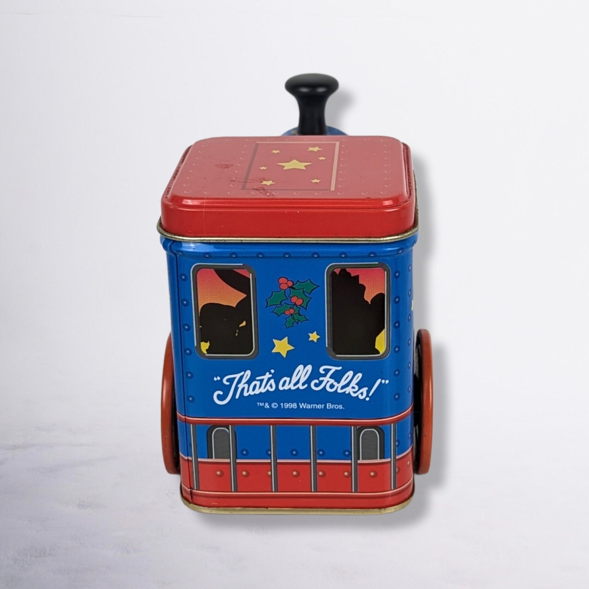 1999 Looney Tunes Train Metal Tin - Collectible Cartoon Tin Container