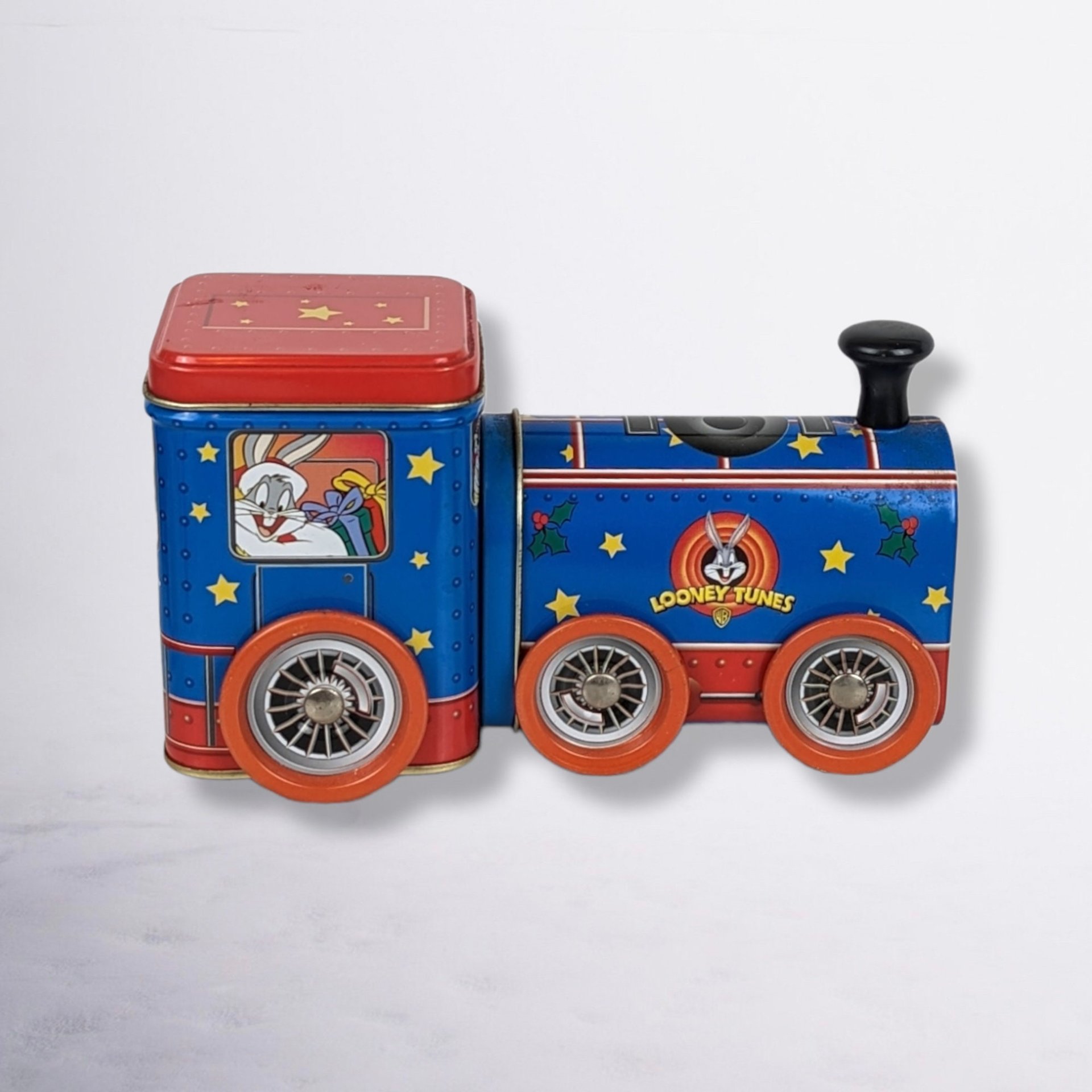 1999 Looney Tunes Train Metal Tin - Collectible Cartoon Tin Container