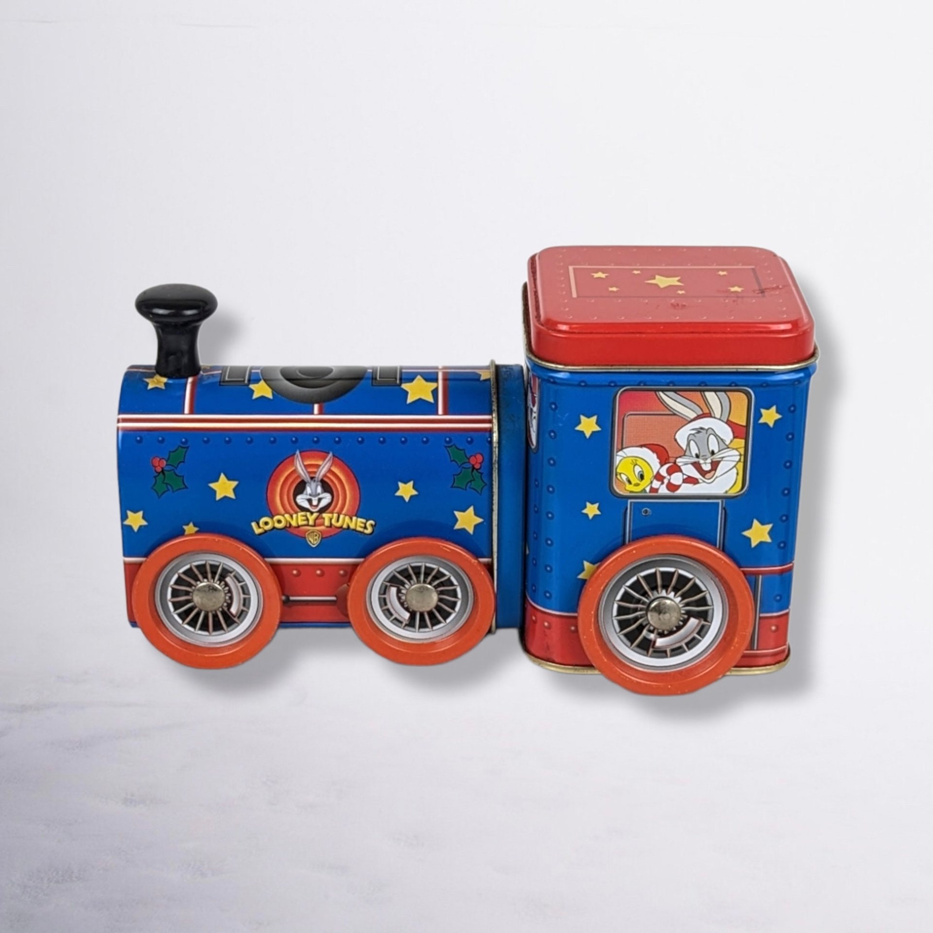 1999 Looney Tunes Train Metal Tin - Collectible Cartoon Tin Container