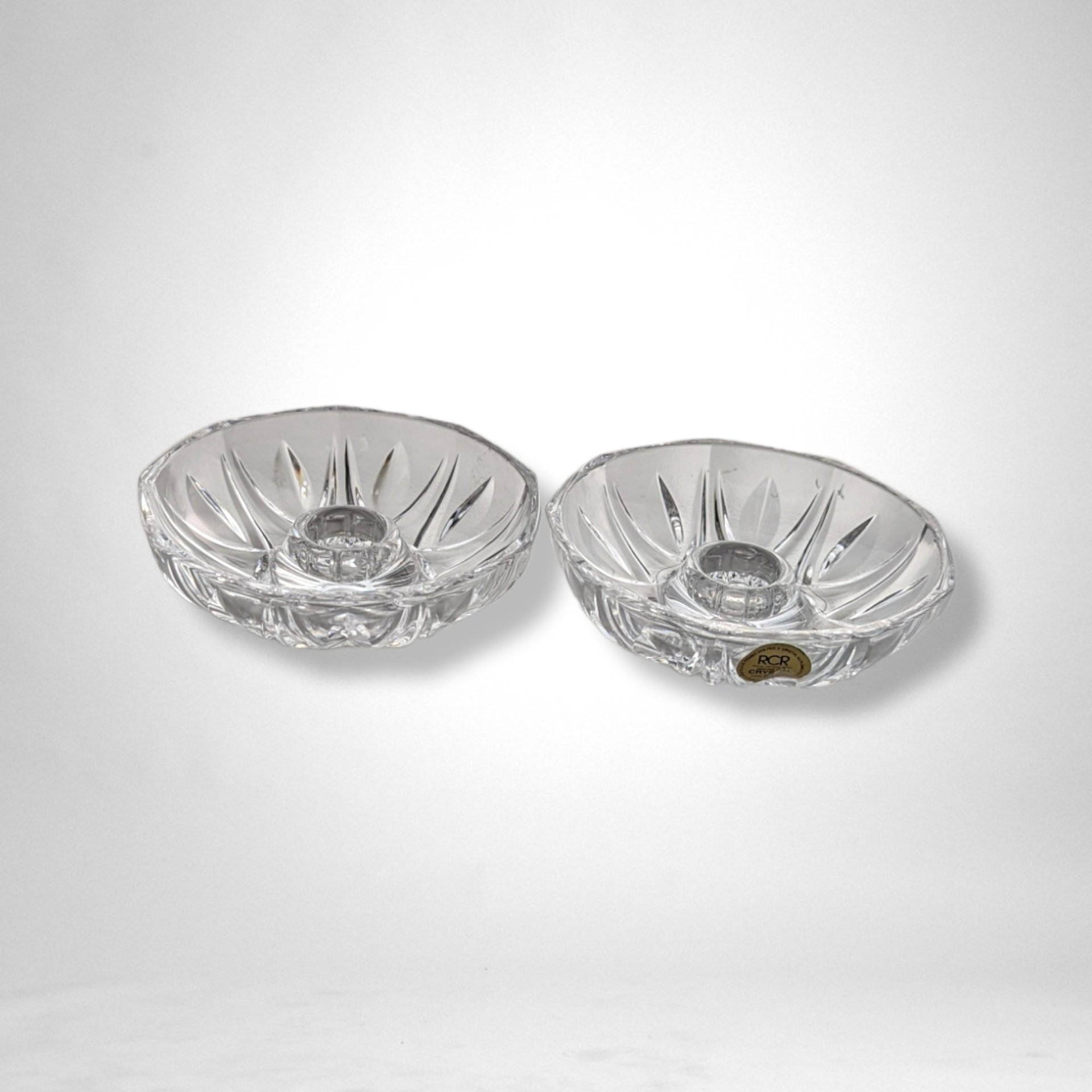 Pair of Royal Crystal Rock Tapered Candle Holders - Elegant Table Centerpieces