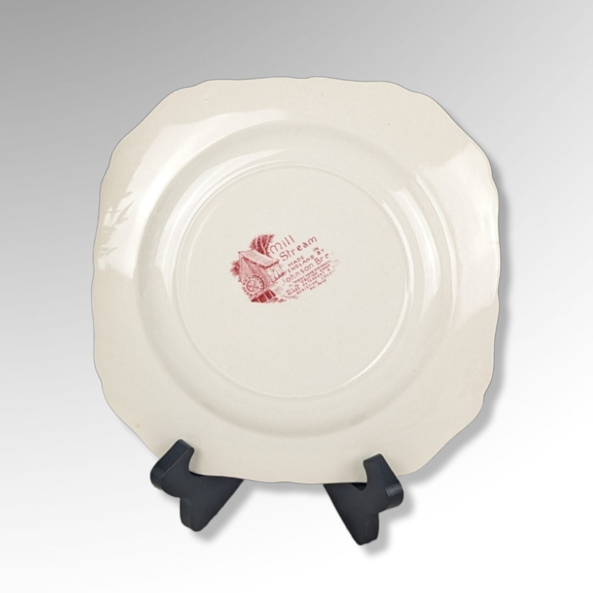 Johnson Bros Mill Stream Red Square Plate: Vintage Tableware Charm