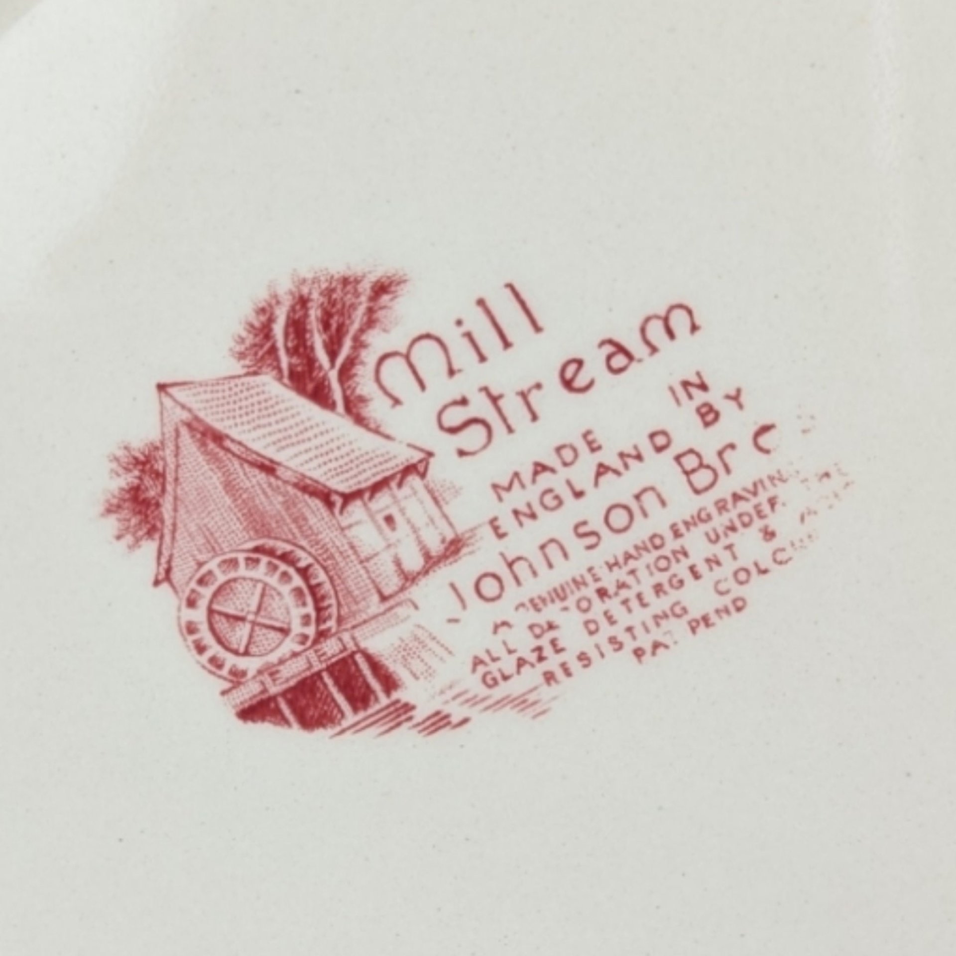 Johnson Bros Mill Stream Red Square Plate: Vintage Tableware Charm