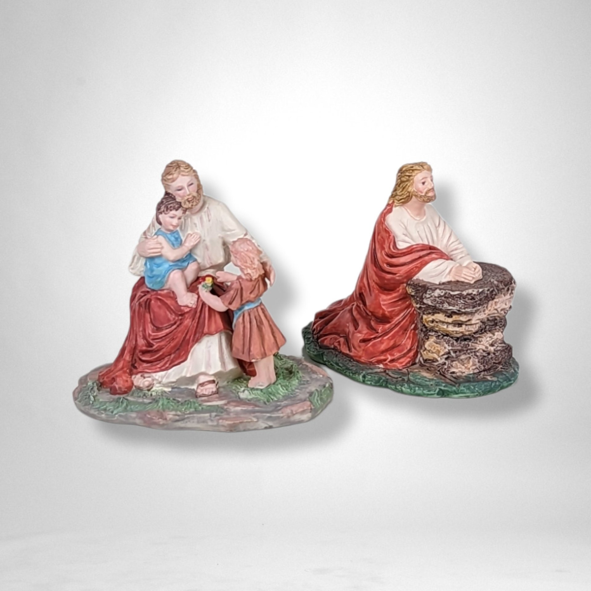 Set of 2 Roman Inc Resin Religious Figurines: Spiritual Collectibles for Home Decor