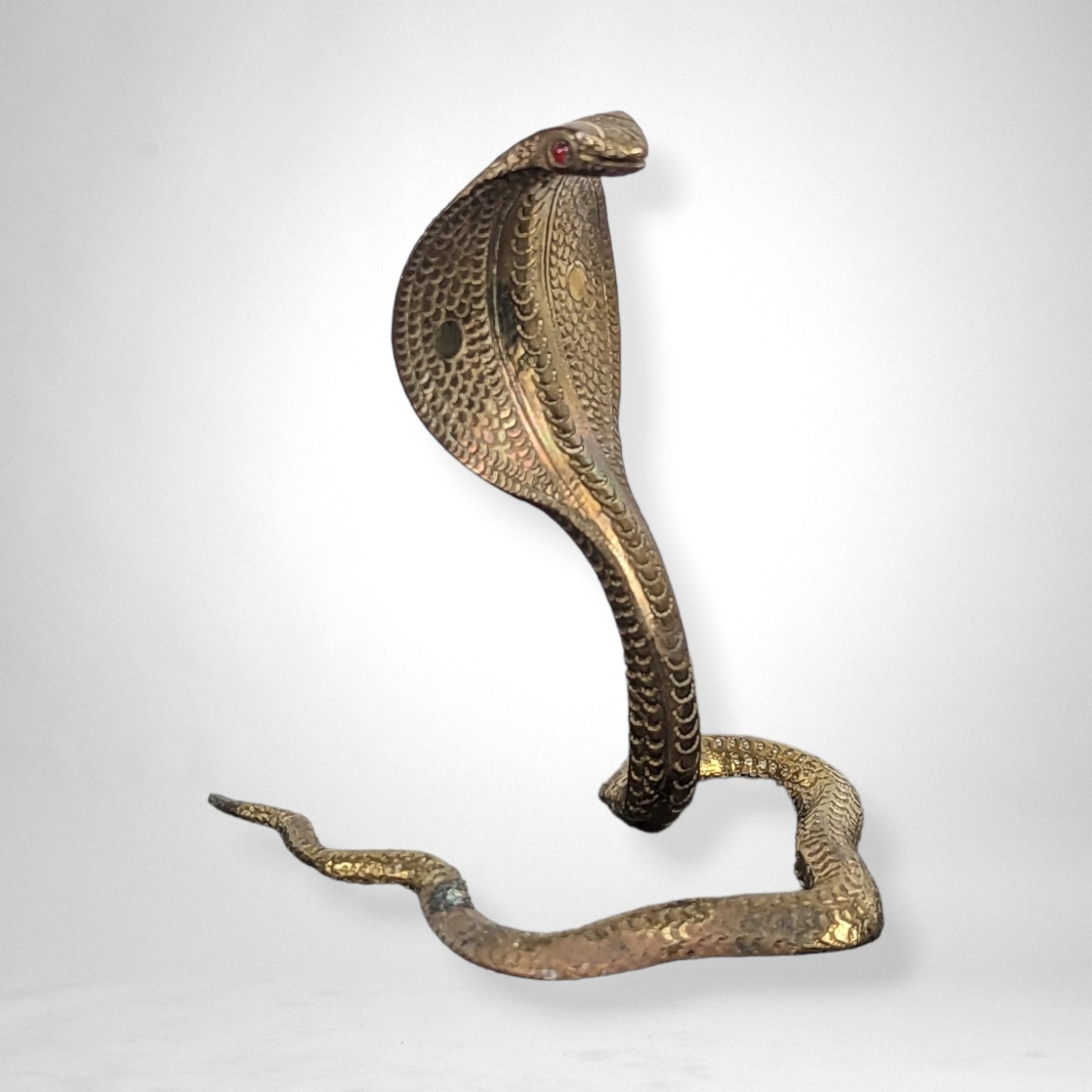 Brass Cobra Figurine Made in India: Exotic Home Decor Accent
