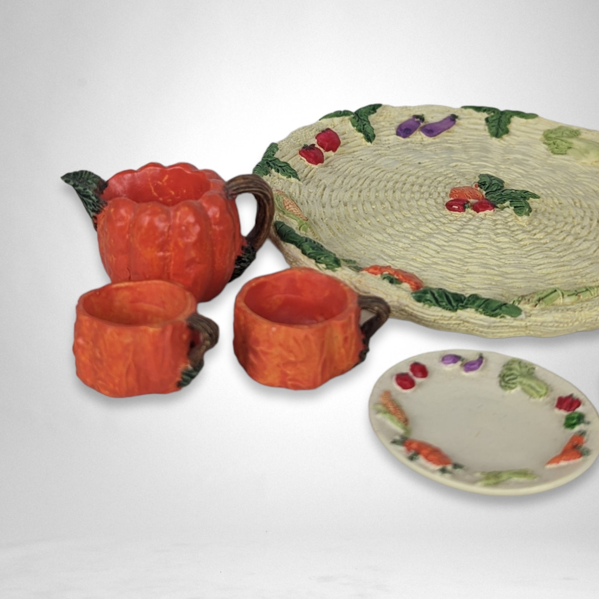 1995 Popular Imports Miniature Pumpkin Tea Set: Charming Collectible