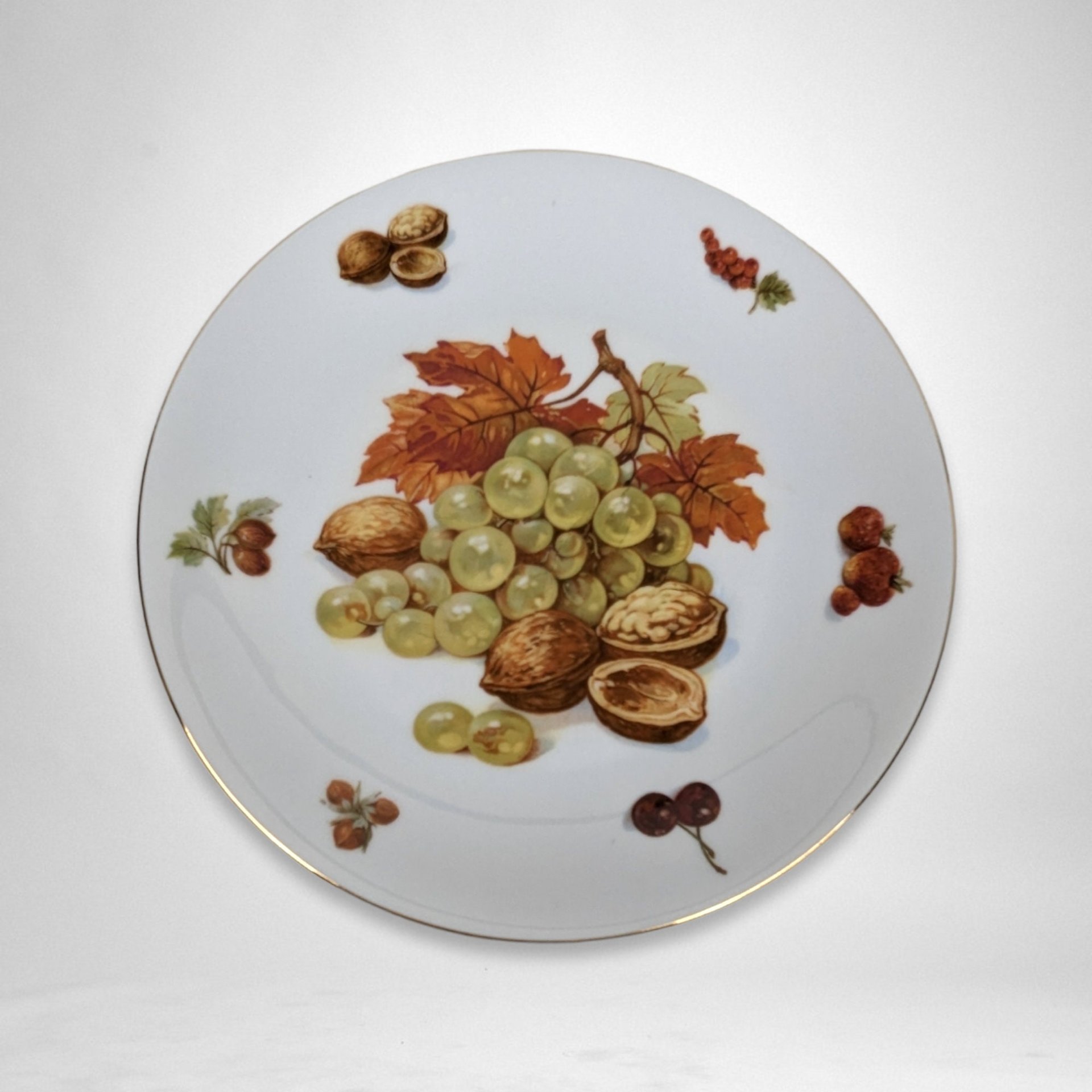 Seltmann Weiden Bavaria Plate with Nuts and Grapes: Vintage Decorative Dish