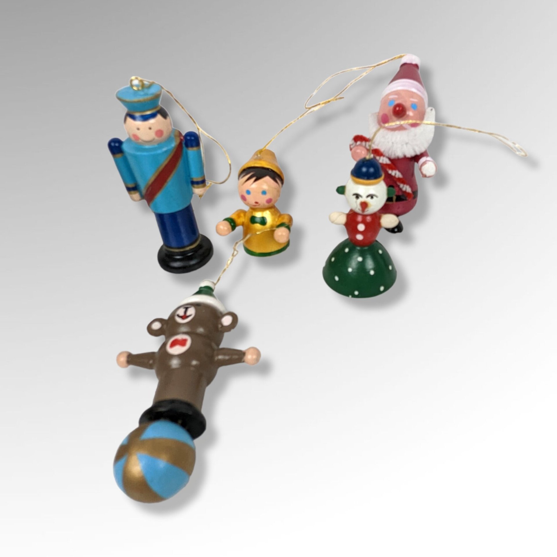 Set of 6 Vintage Wooden Ornaments, Couple Avon