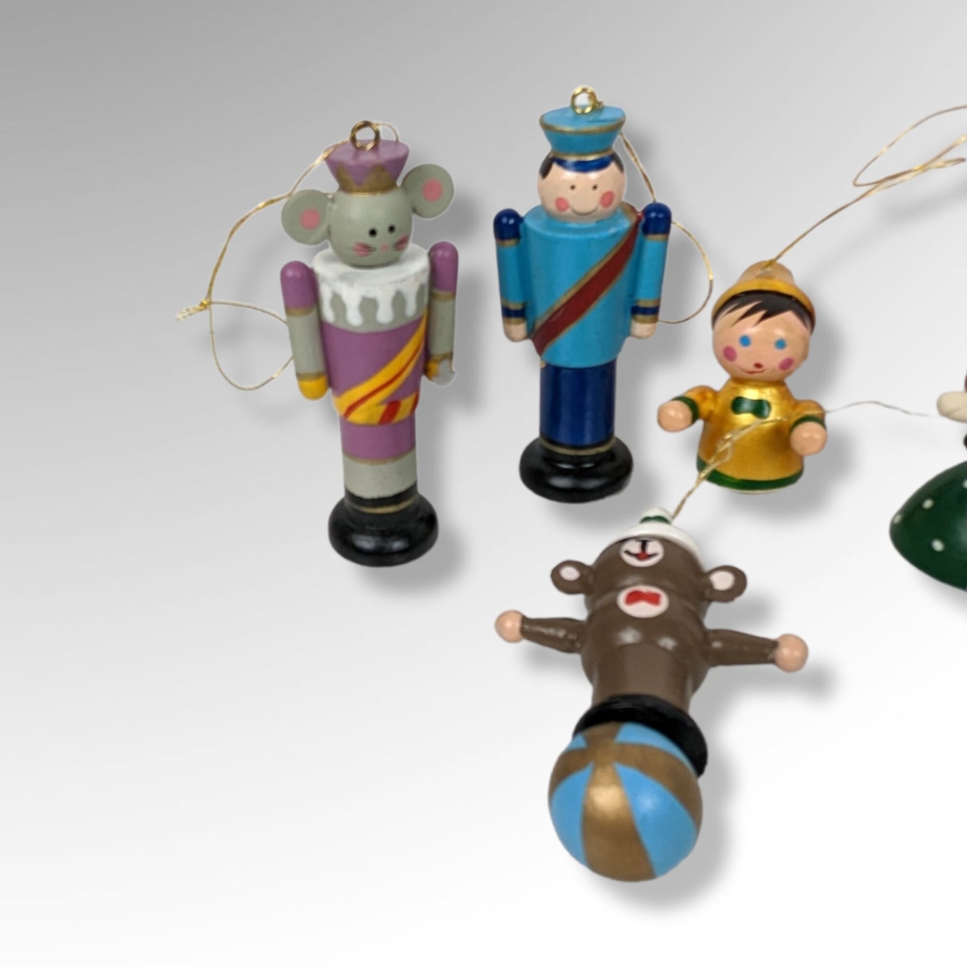 Set of 6 Vintage Wooden Ornaments, Couple Avon