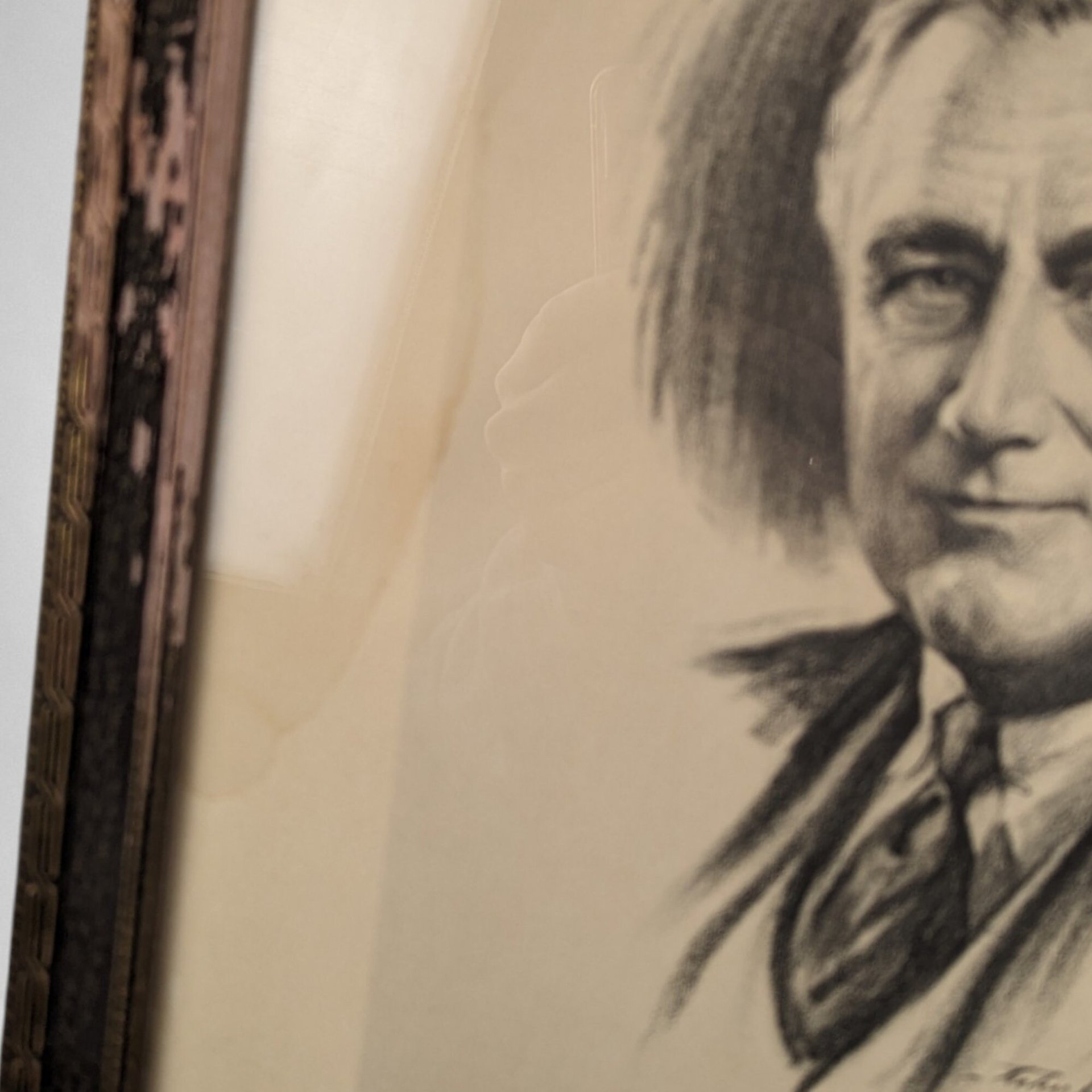 1933 Framed Charcoal Sketch of Franklin Roosevelt: Historical Artwork
