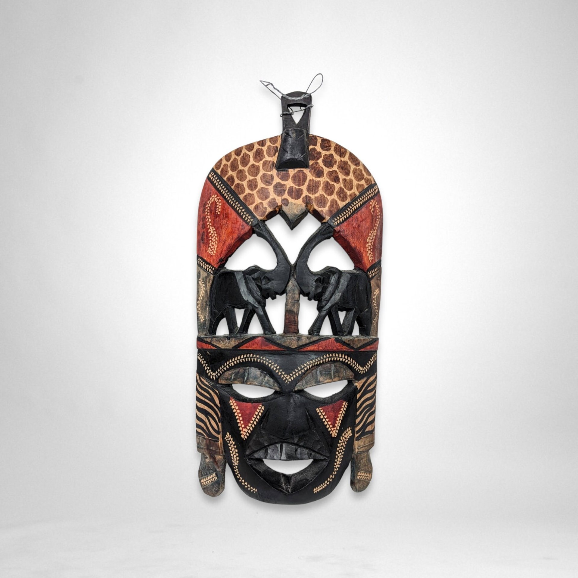 Hand-Carved Kenyan Tribal Mask Wall Art - African Craftsmanship