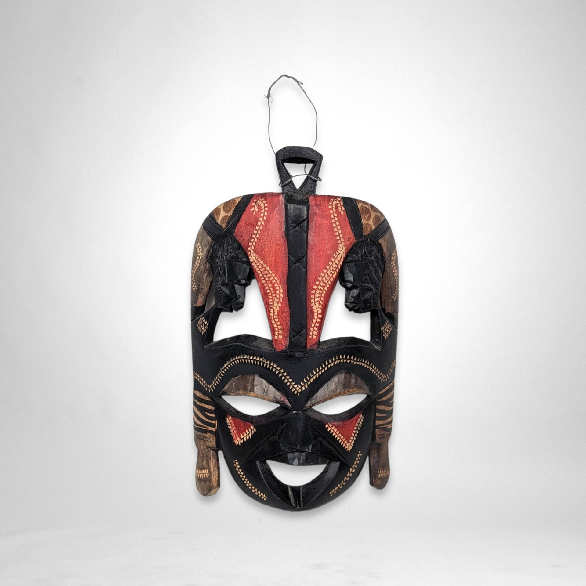 Tribal Wedding Friendship Kenyan Wood Carved Mask - Striking Wall Art with Cultural Significance