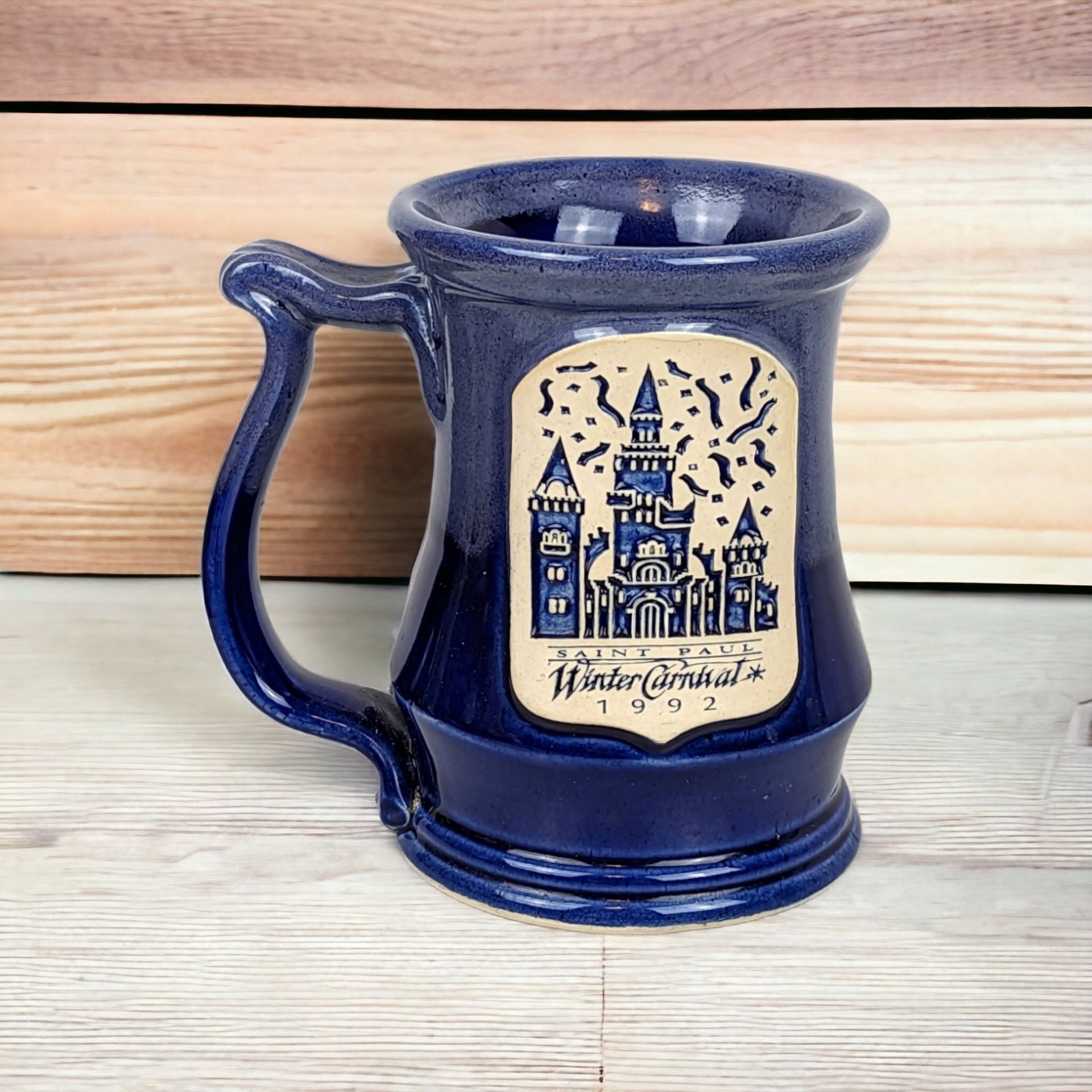 Vintage 1992 Saint Paul Winter Carnival Pottery Mug, Signed by John Deneen