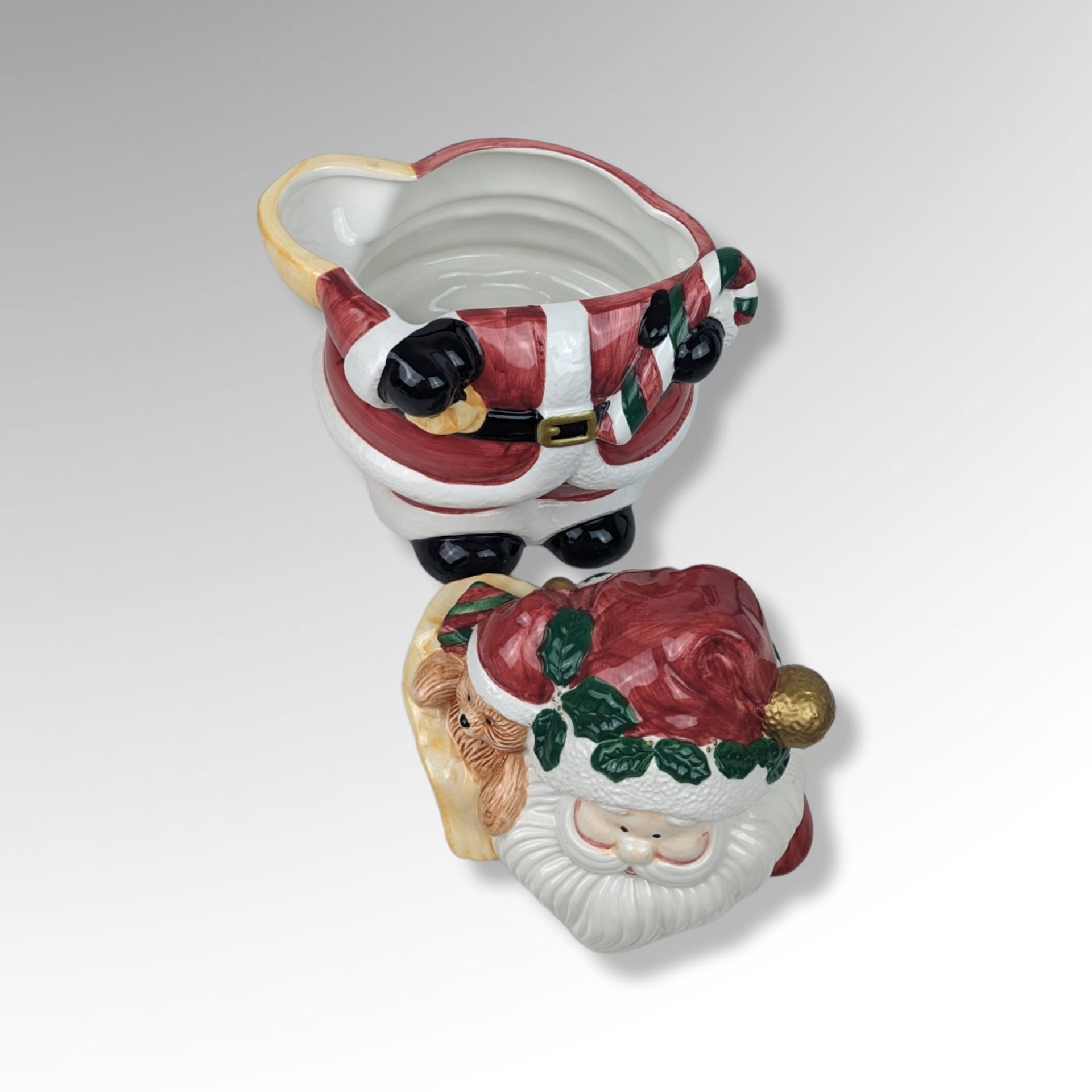 Vintage 1991 Jay Ceramic Santa Cookie Jar | 10.5" Tall | Red & White | Christmas Decor | Festive Kitchen | Collector's Item